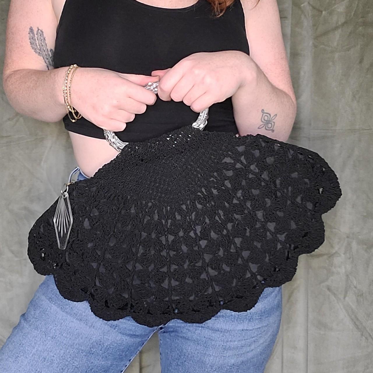 30s Carved Bone Black and White Crochet Purse – Better Dresses Vintage