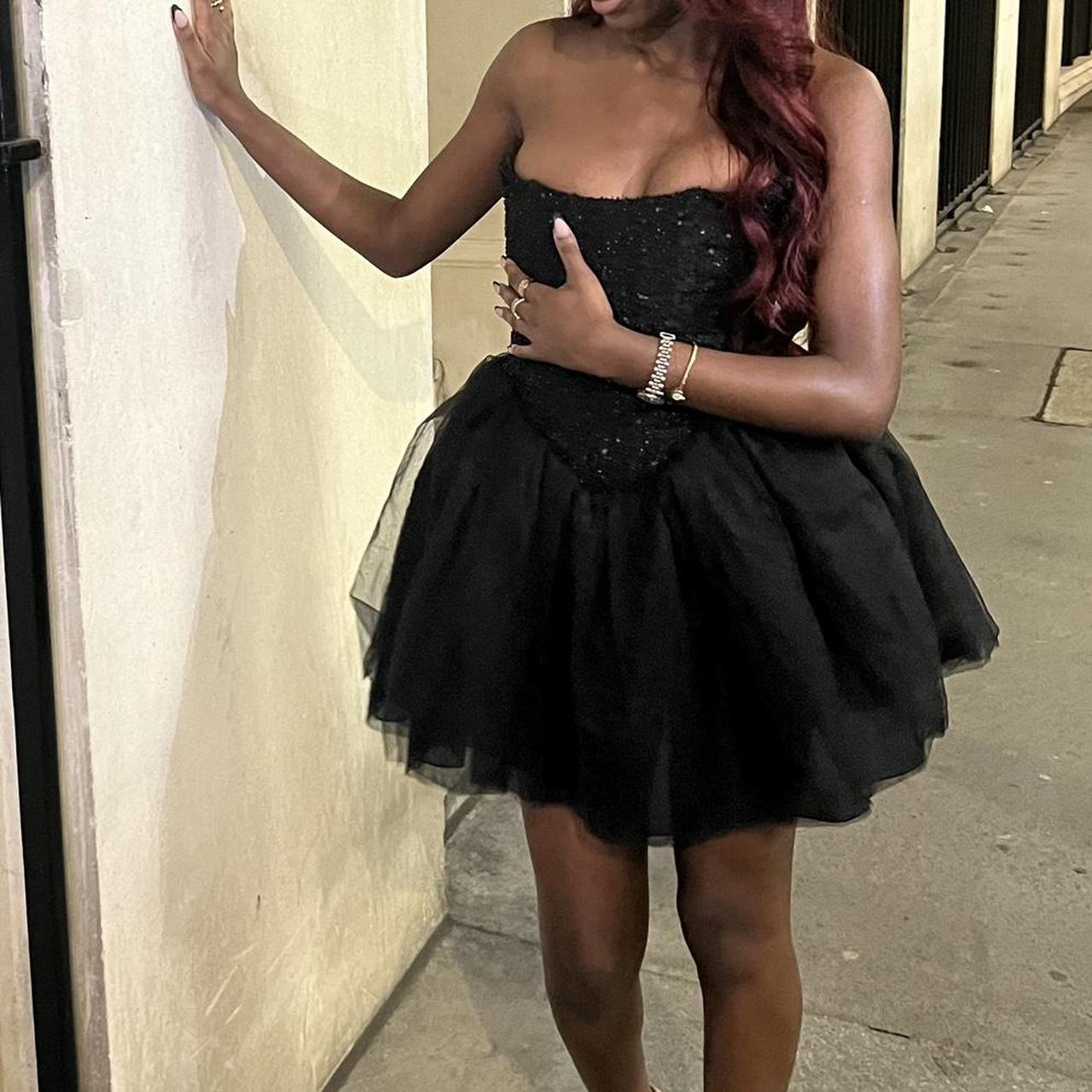 Corset Tulle Oh Polly Black Corset Dress Lace-Up Bubble Hem Corset