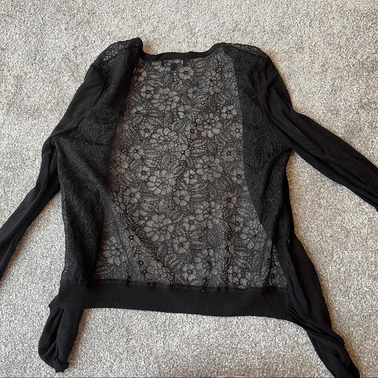 Black Floral Lace Back Cardigan🖤 New Look Size... - Depop