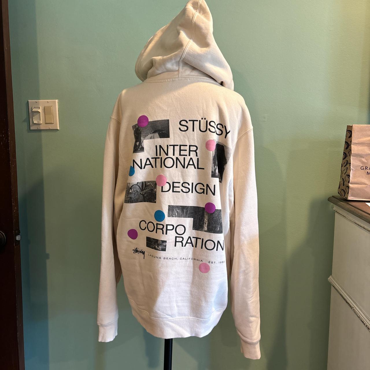 Stussy cream and pink hoodie stussy hoodie sweater