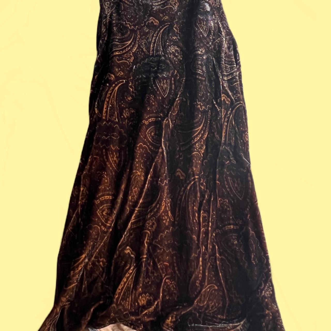 RALPH LAUREN maxi patterned brown skirt (velvet... - Depop