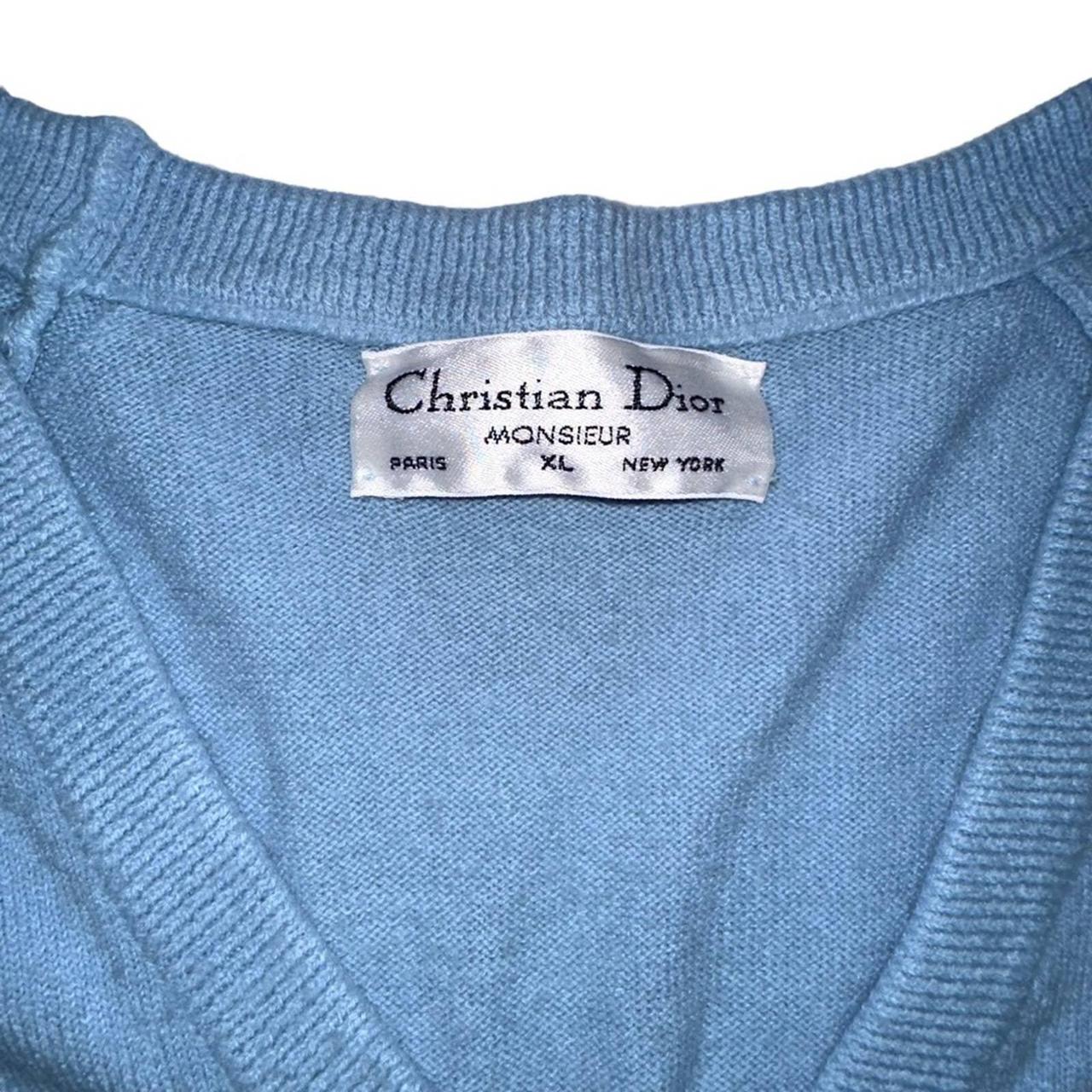 Christian Dior Monsieur Vintage V-Neck Light Blue... - Depop