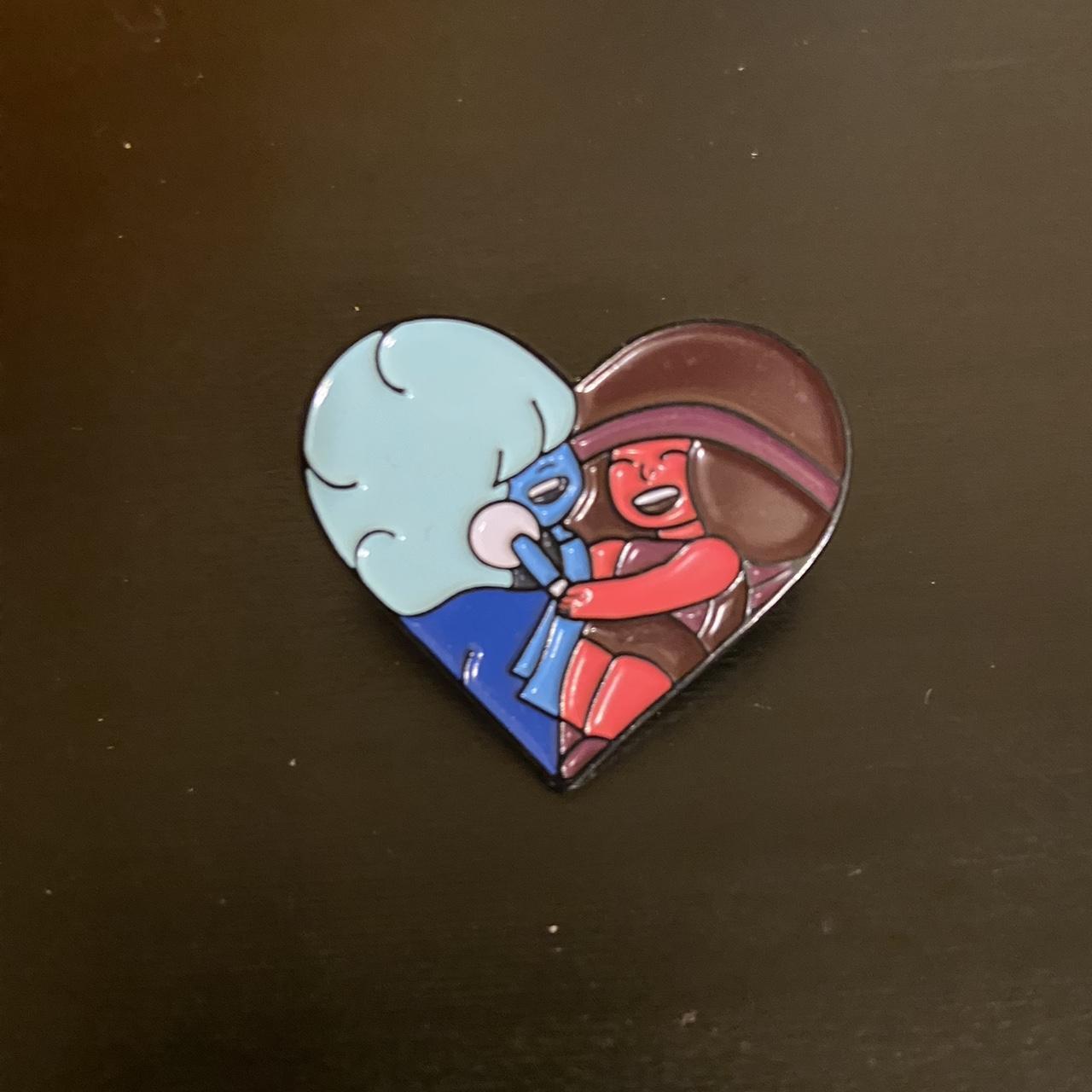 Steven Universe Ruby and Sapphire Heart Enamel... - Depop