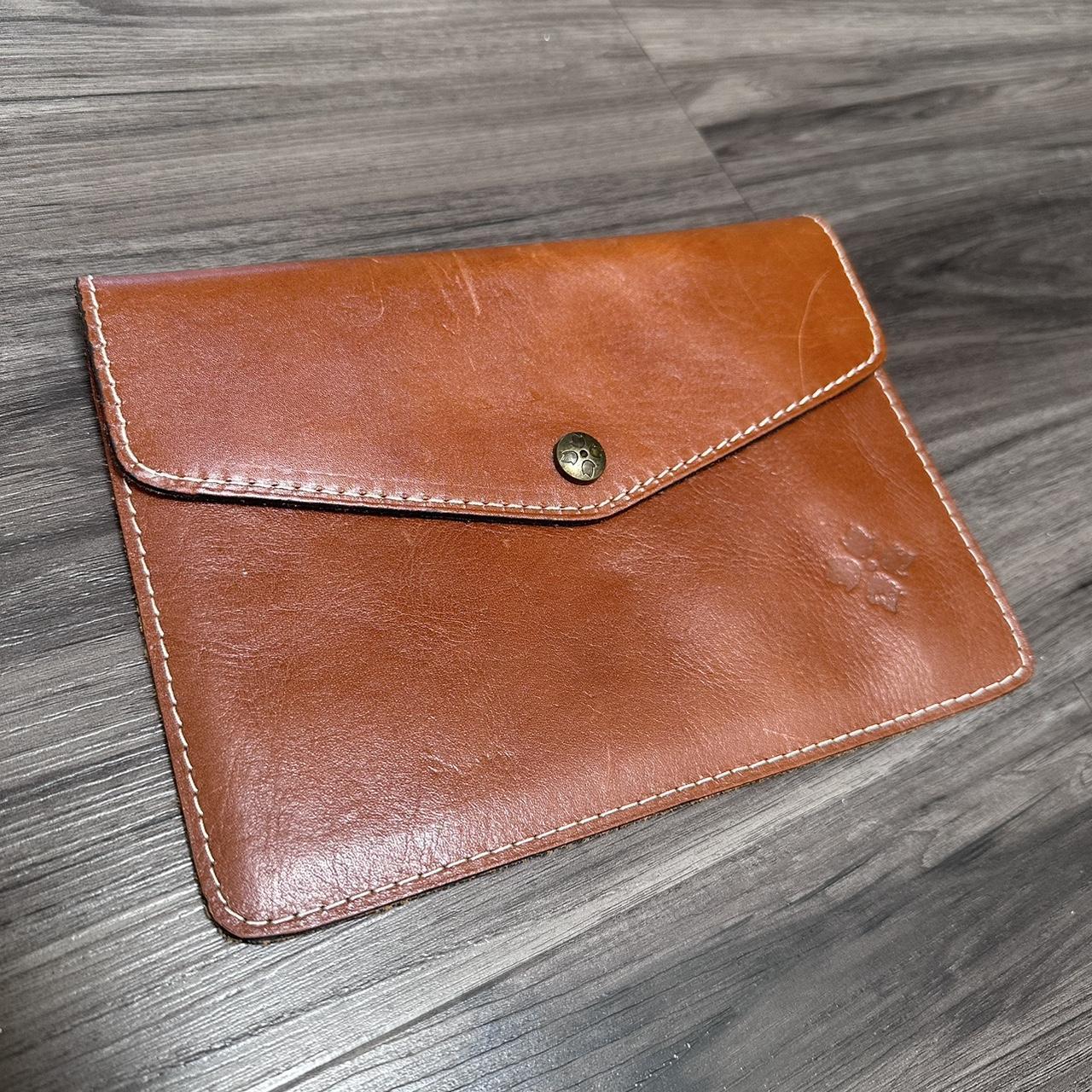 brown leather patricia nash clutch wallet never used... - Depop