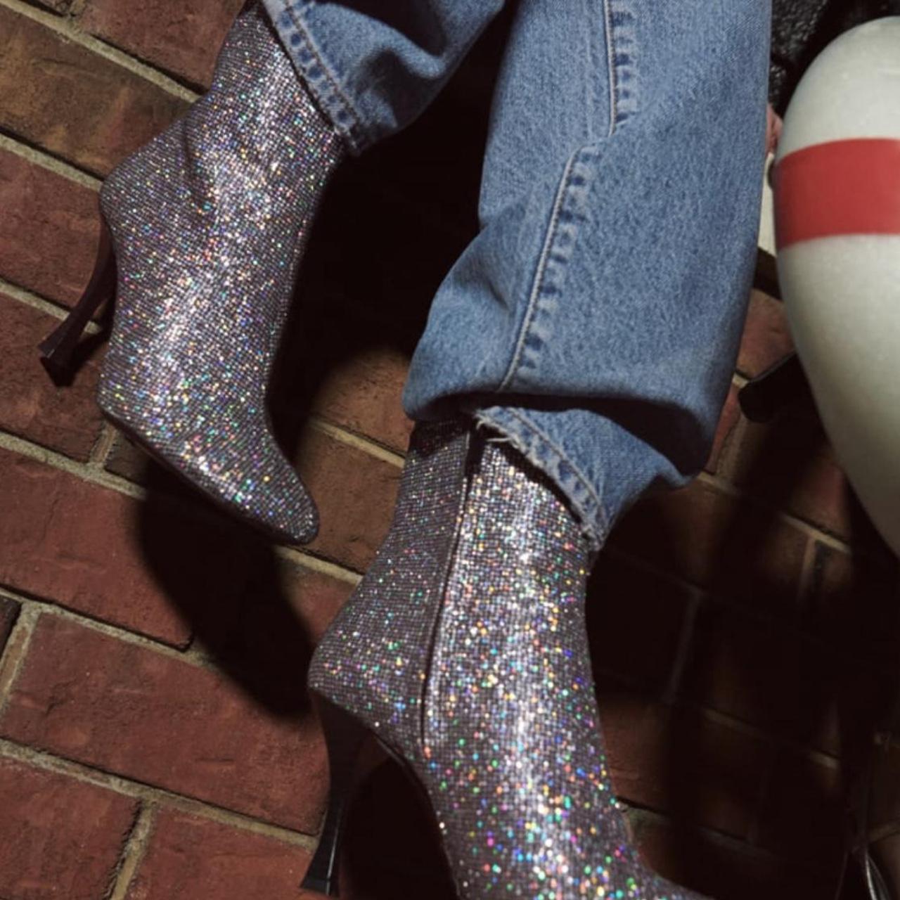 Zara glitter ankle boots Colour Silver Size... Depop