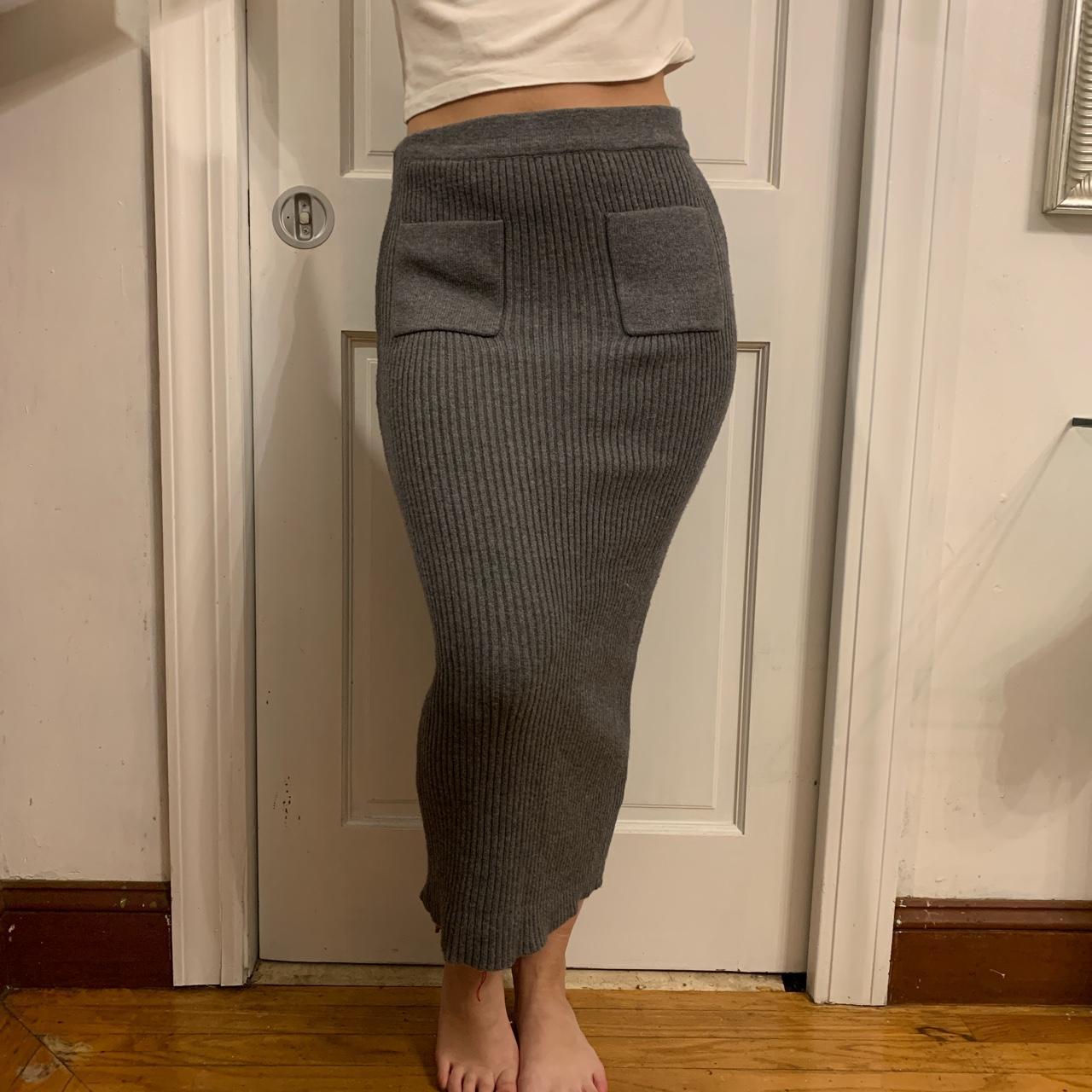 Grey ribbed pencil skirt best sale