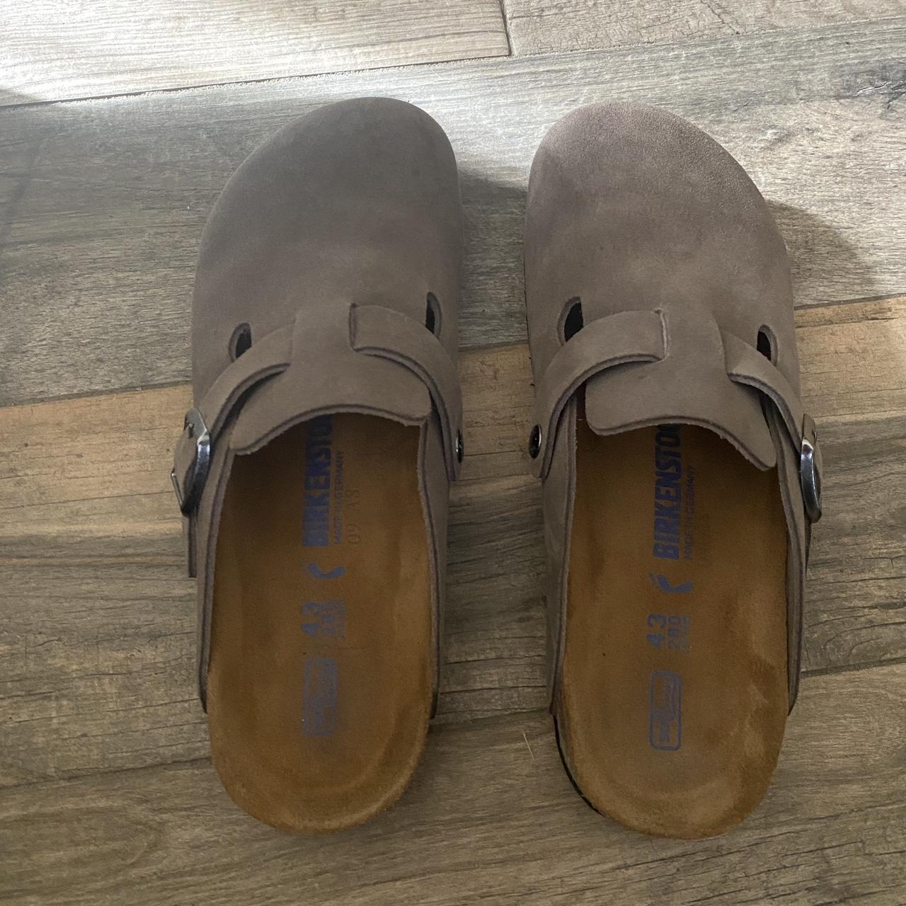 Birkenstock Men's Grey Clogs | Depop