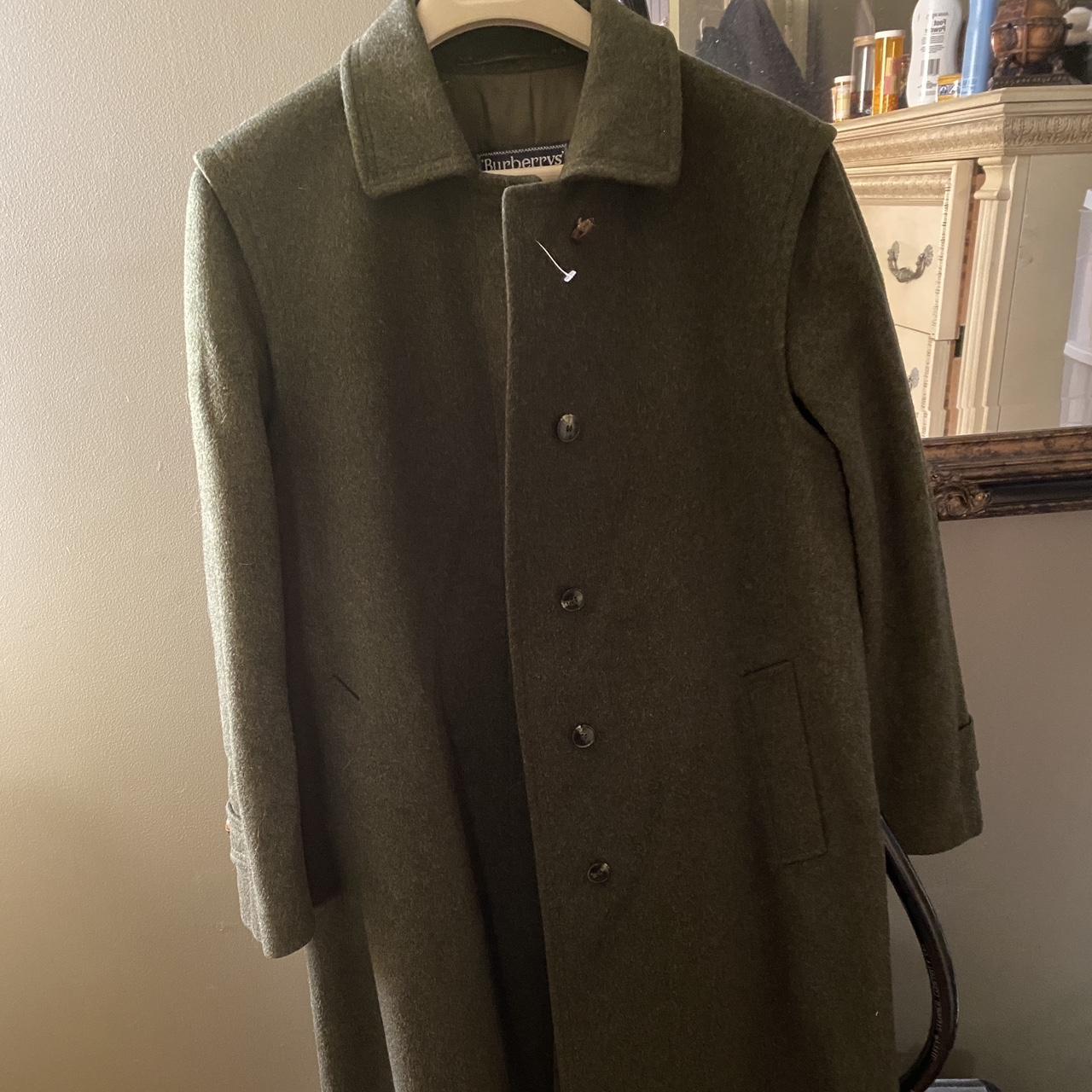 Vintage Burberry's Original Loden Wool Overcoat in... - Depop