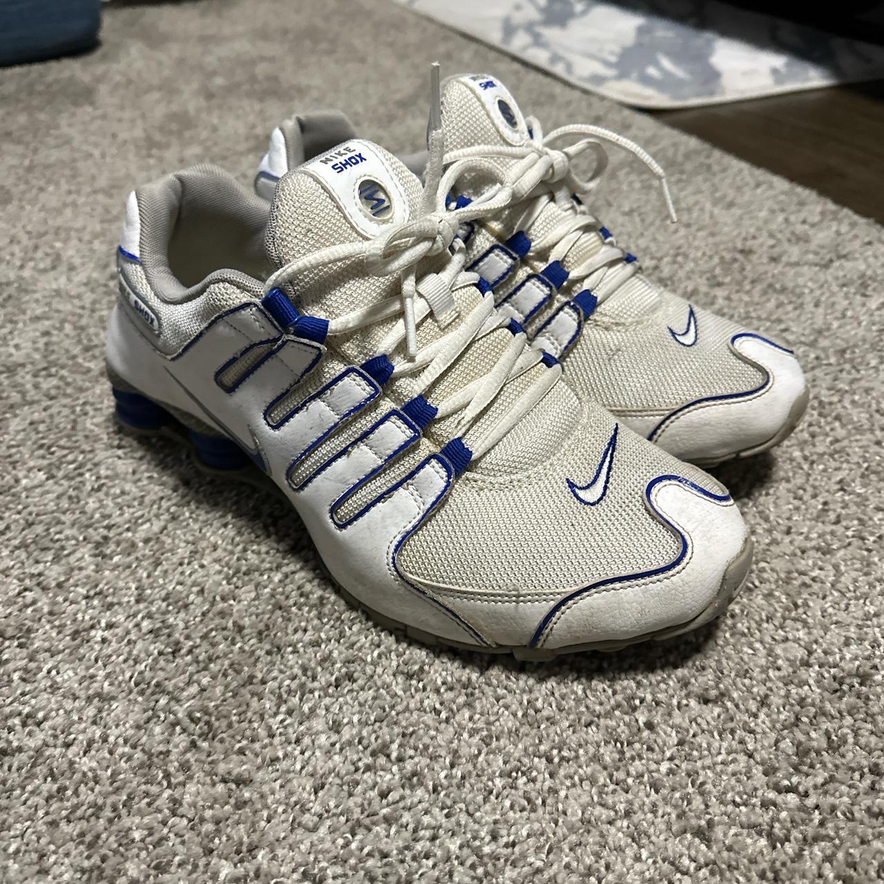 nike shox blue white