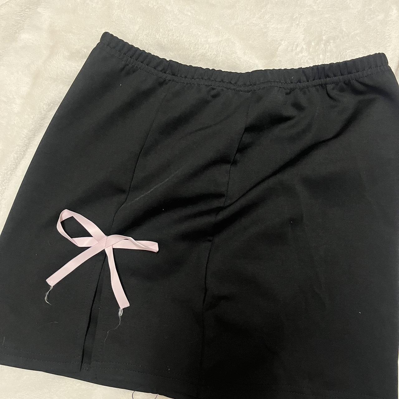 AMAZON black skirt with pink bow. Cute basic can be... - Depop