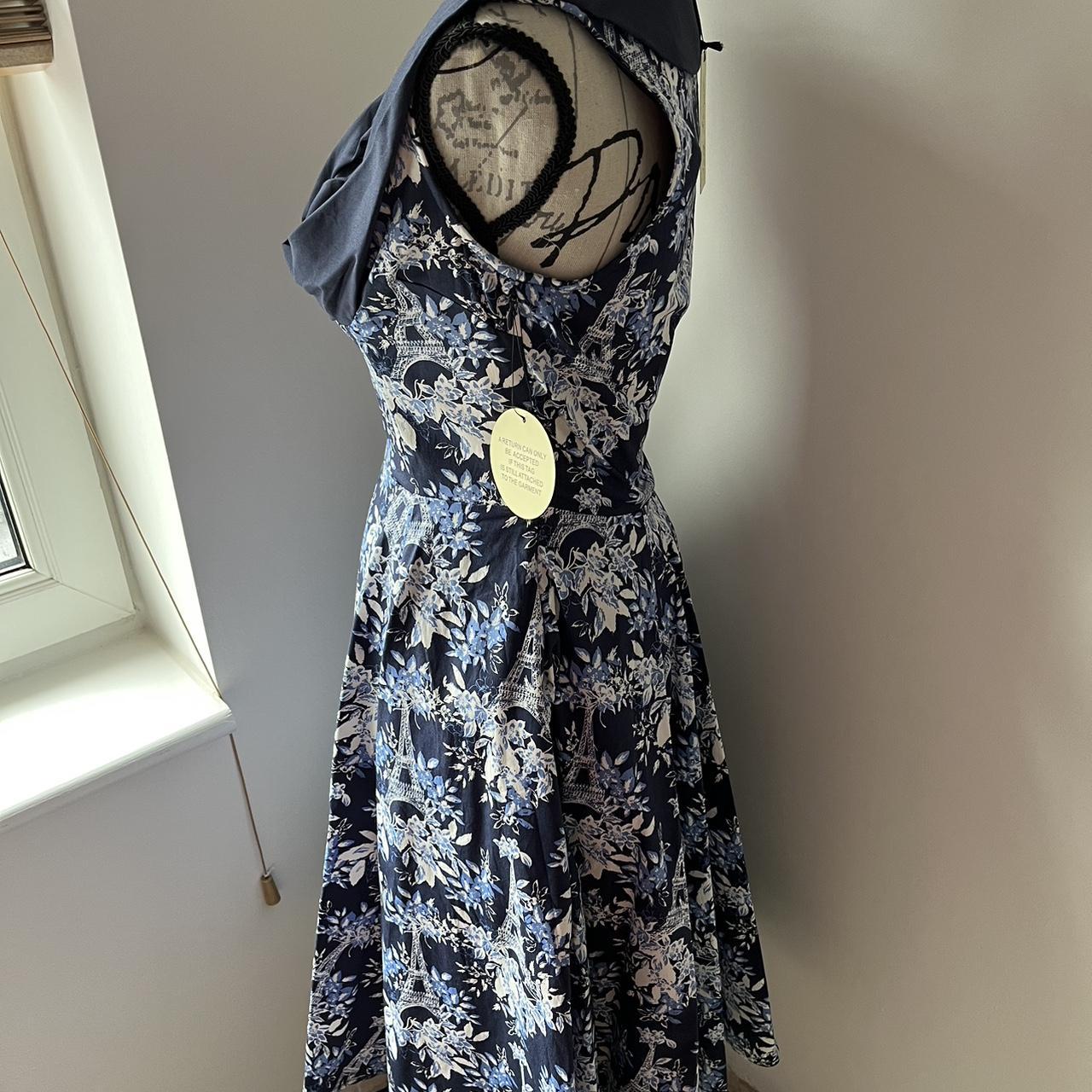 Lindy Bop UK BNWT blue and white Paris print Depop