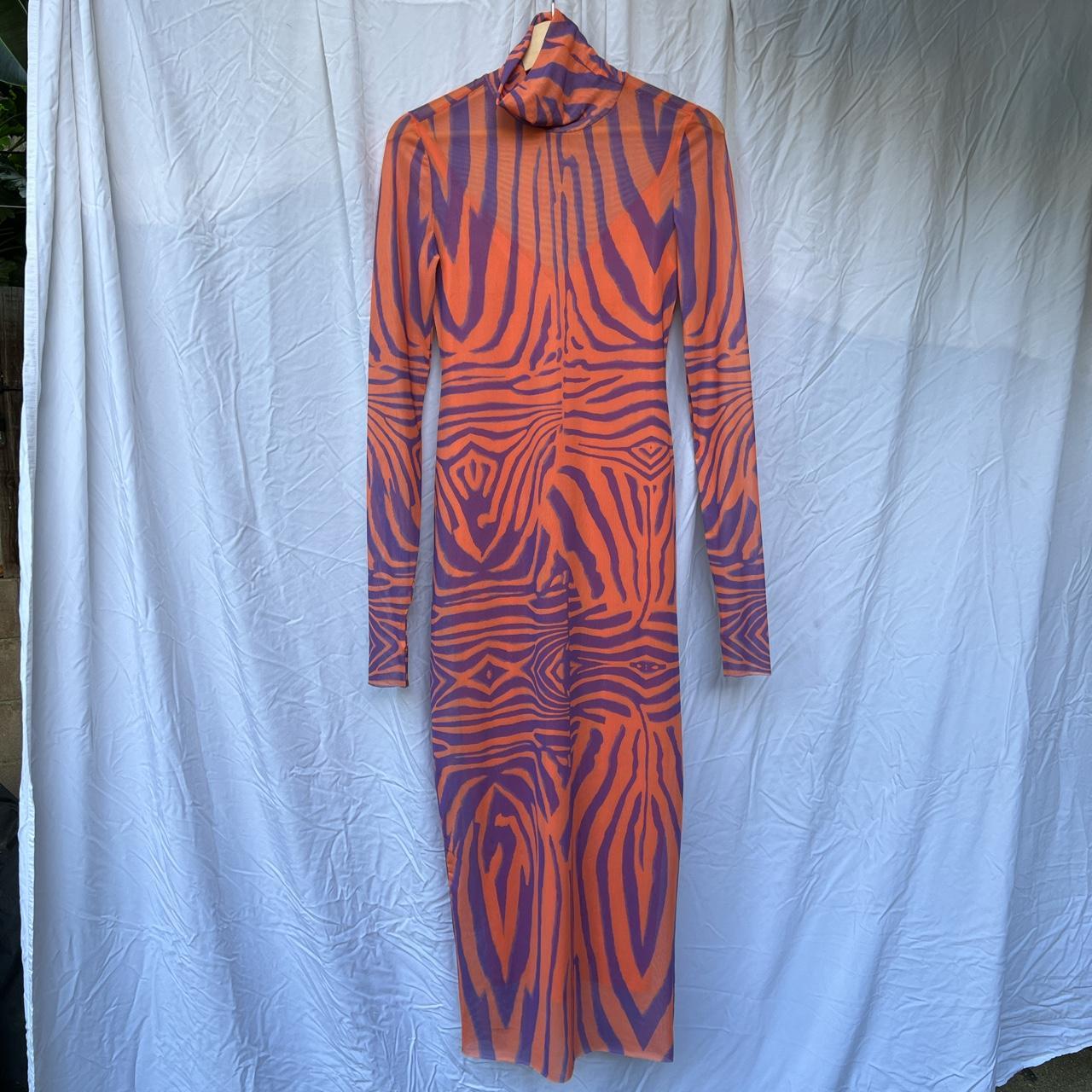AFRM Women's Orange and Purple Dress | Depop
