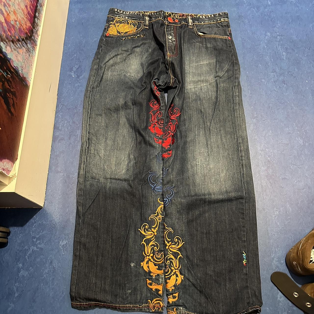 crazy dope rare coogi jeans with insane embroidery.... - Depop