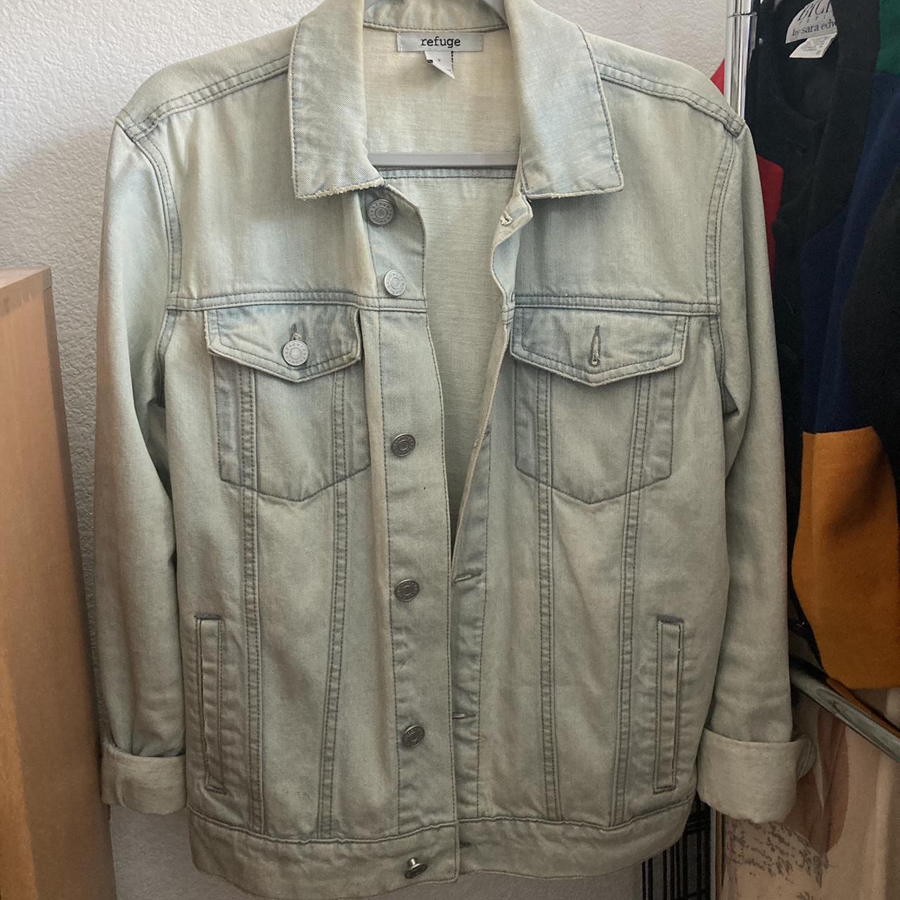 slightly oversized faded light blue denim jacket