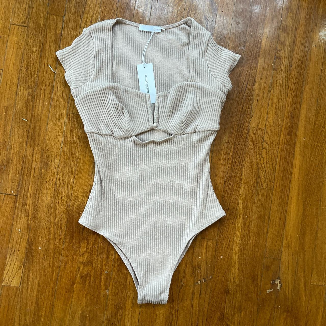 Urban Outfitters Women's Brown and Khaki Bodysuit | Depop