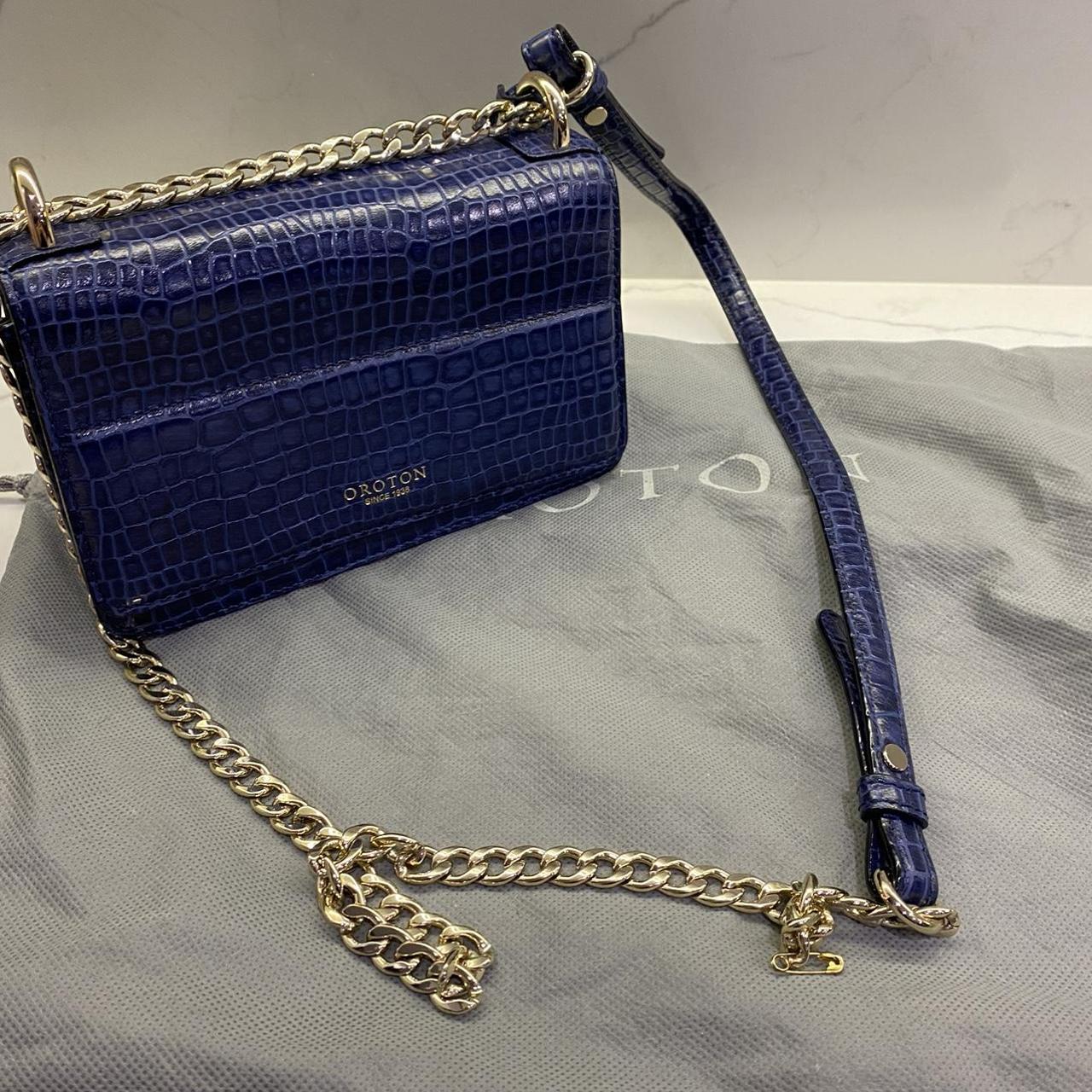 Oroton blue leather bag No marks on Exterior Small... - Depop