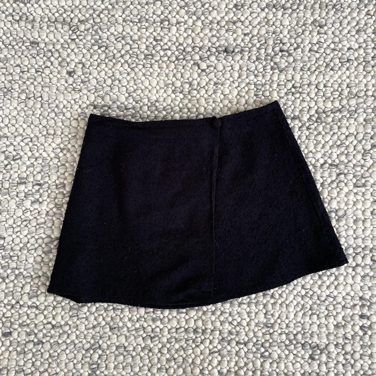 00s vintage black boucle style mini skirt made in... - Depop