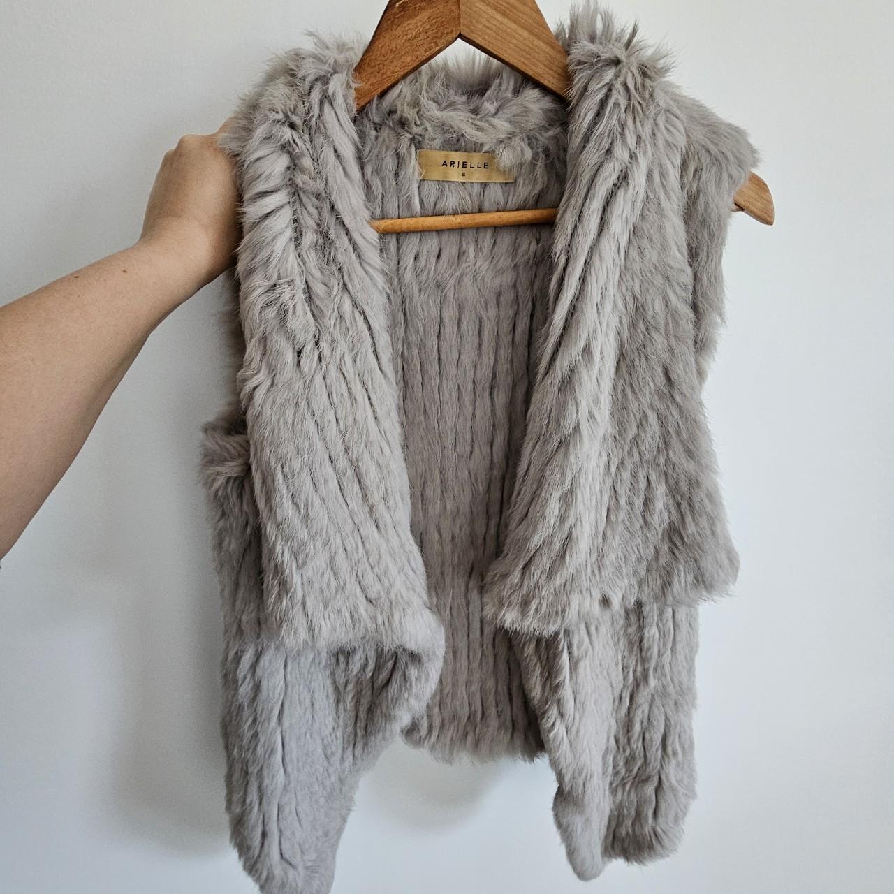 Arielle grey rabbit fur vest Size S Slight. Depop