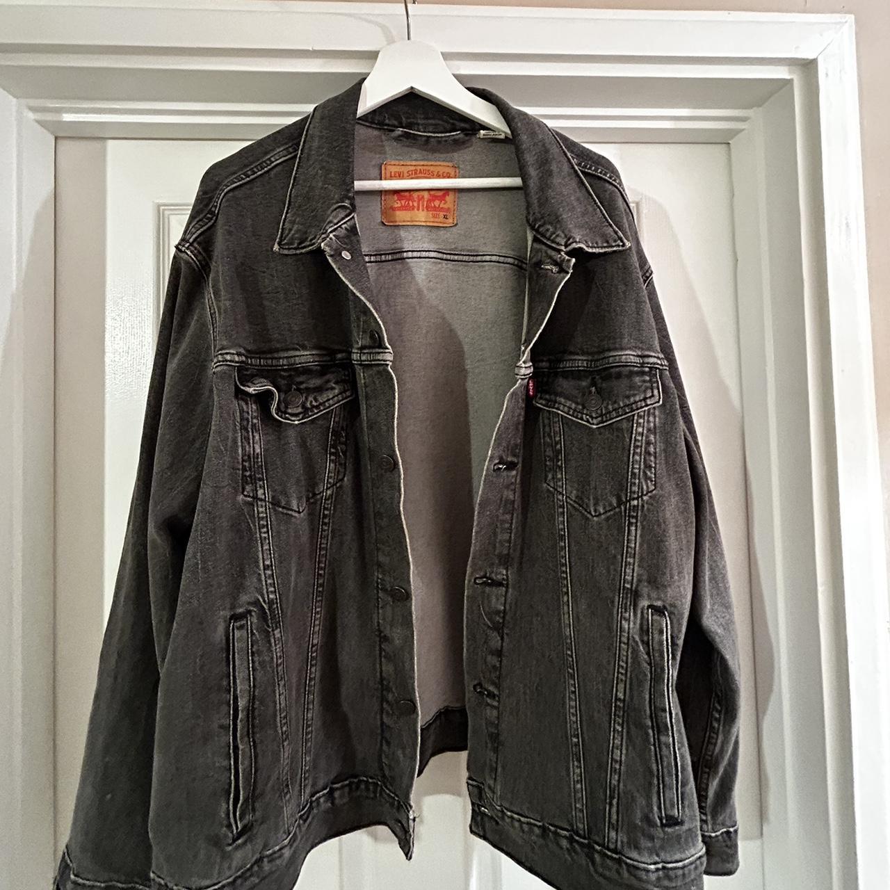 Levi’s washed/worn black colour denim jacket Size... - Depop