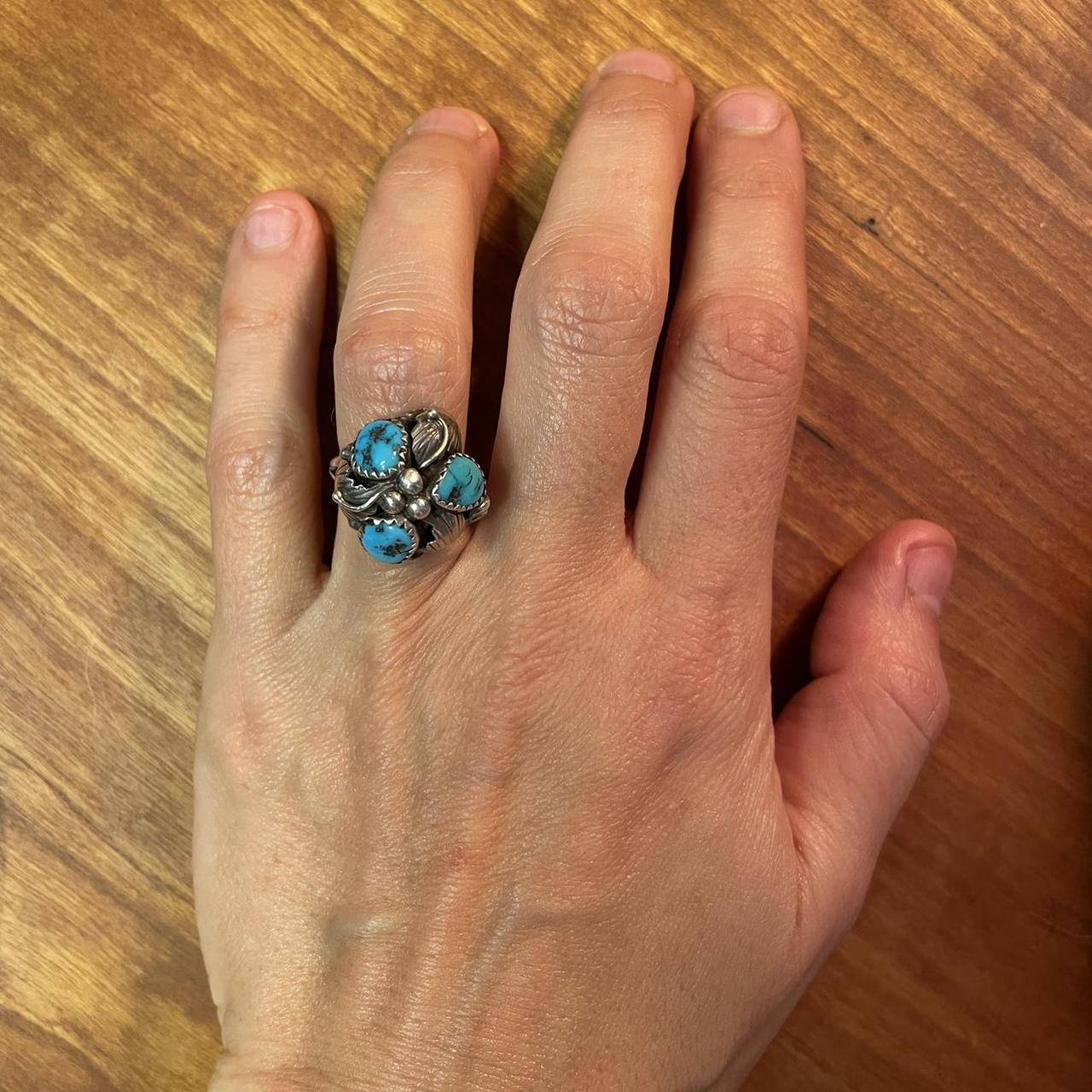 Turquoise hot sale flower ring