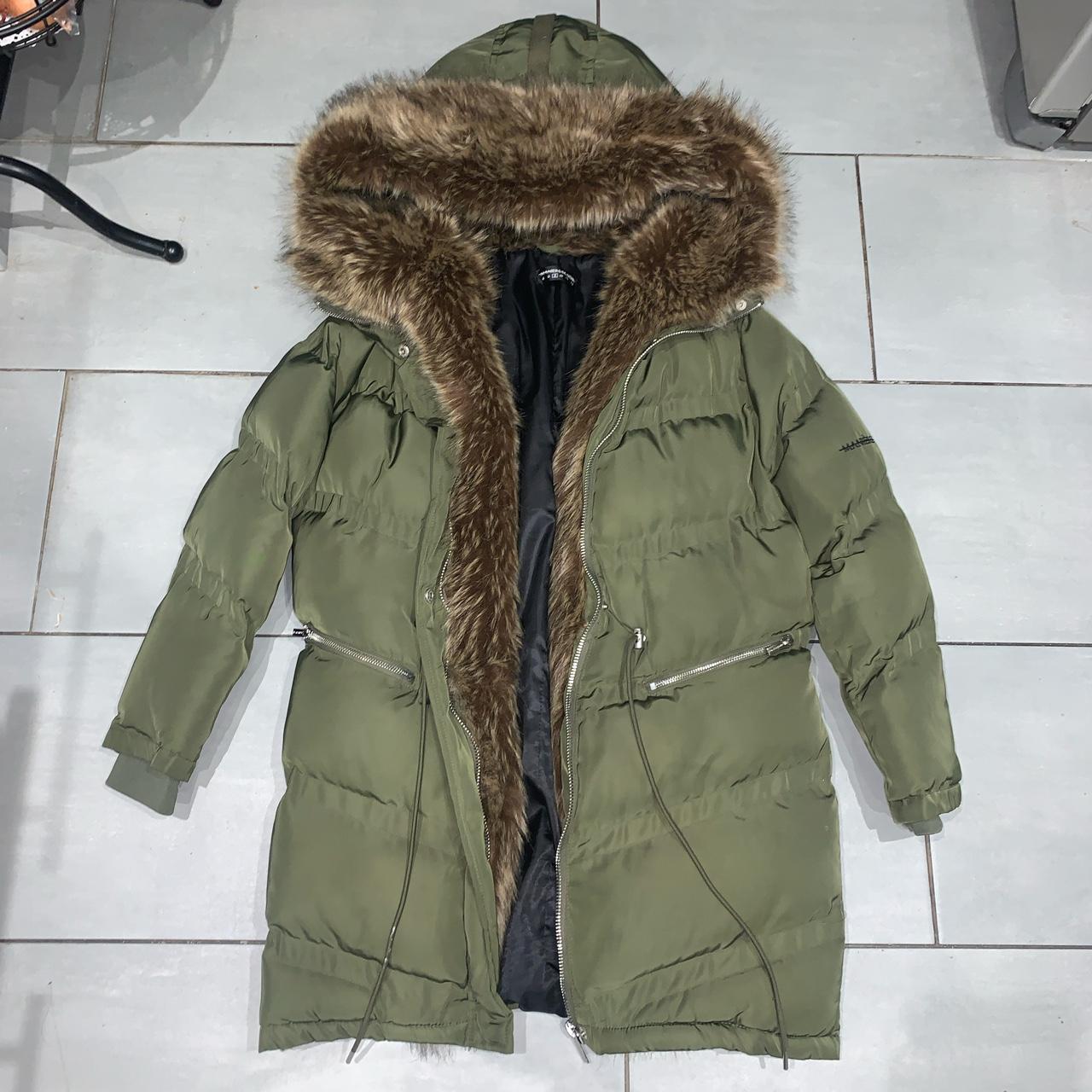 Maniere De Voir UK 8 green khaki hooded parka coat... - Depop