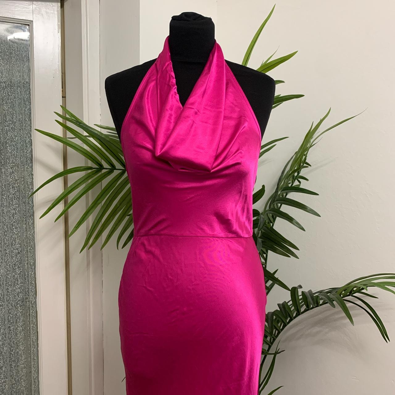 Zara S pink satin effect midi slip dress! RRP... Depop