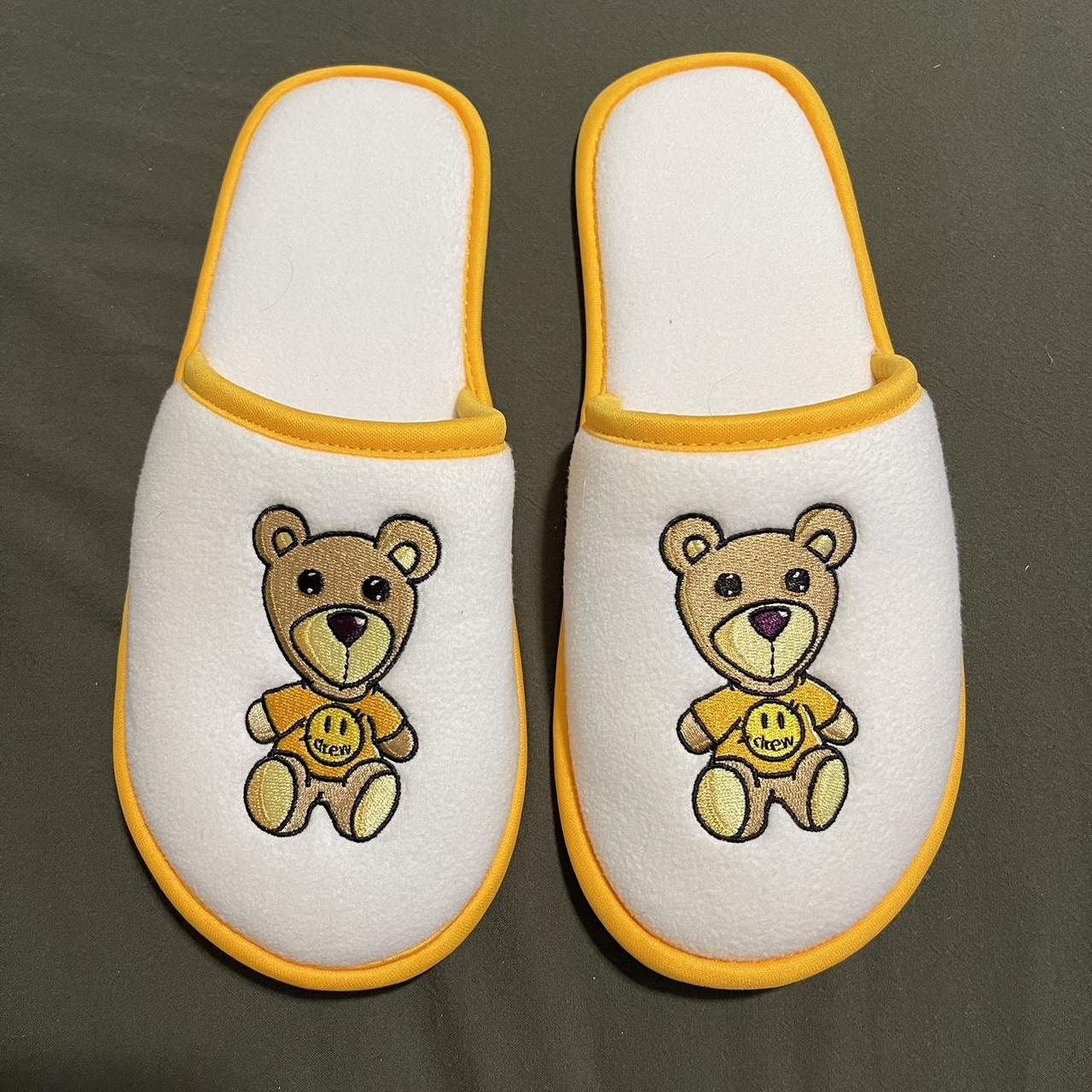 Drew House Women's Yellow and White Slippers Depop