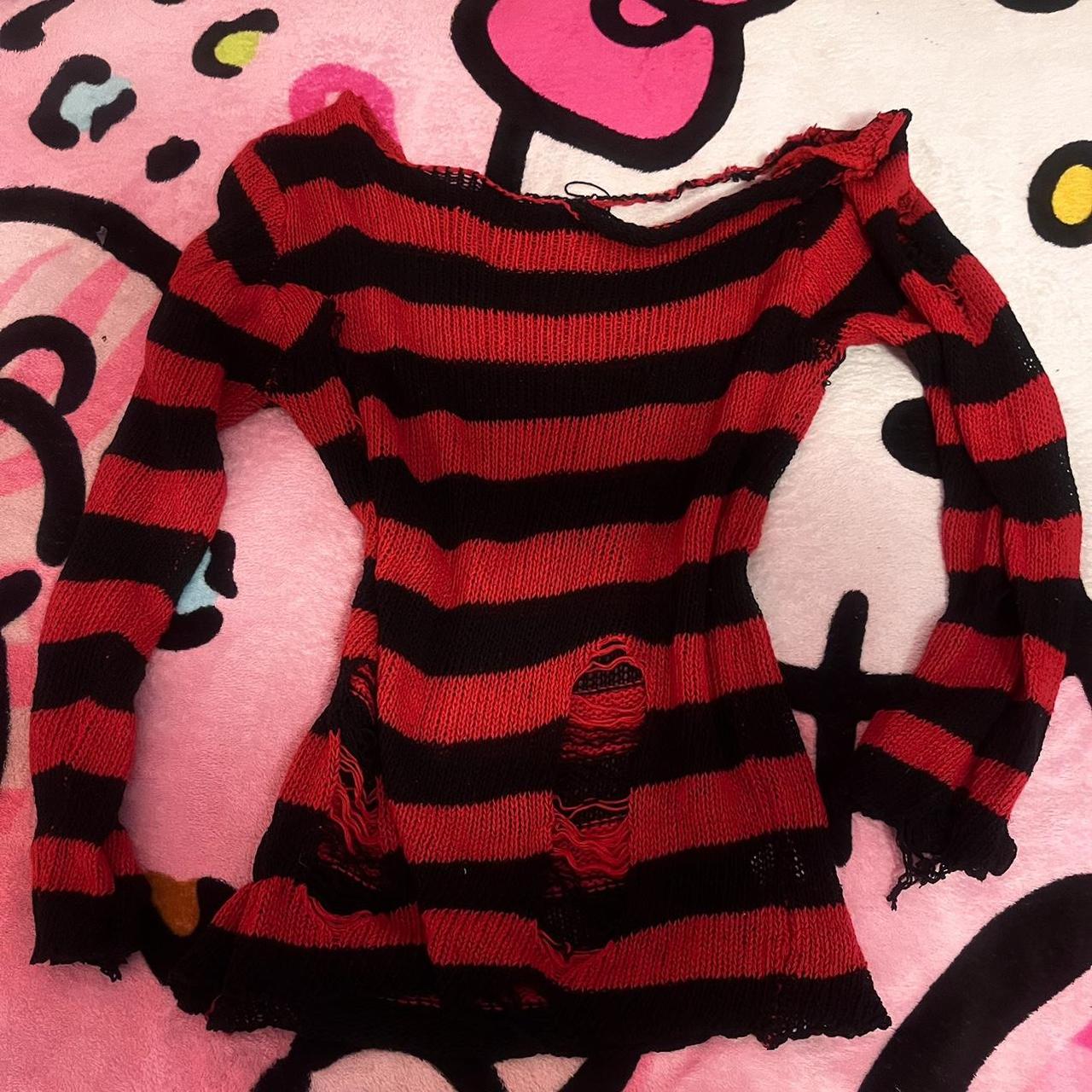 🖤black and red striped sweater mini dress ️ size- m... - Depop