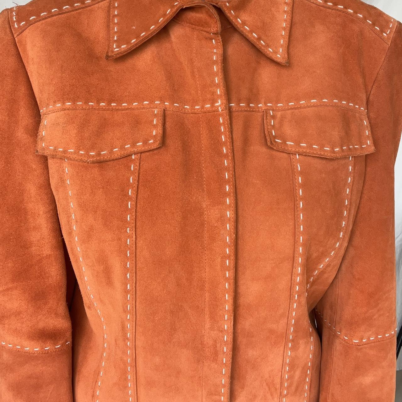 Elie Tahari Women's Orange and White Jacket Depop