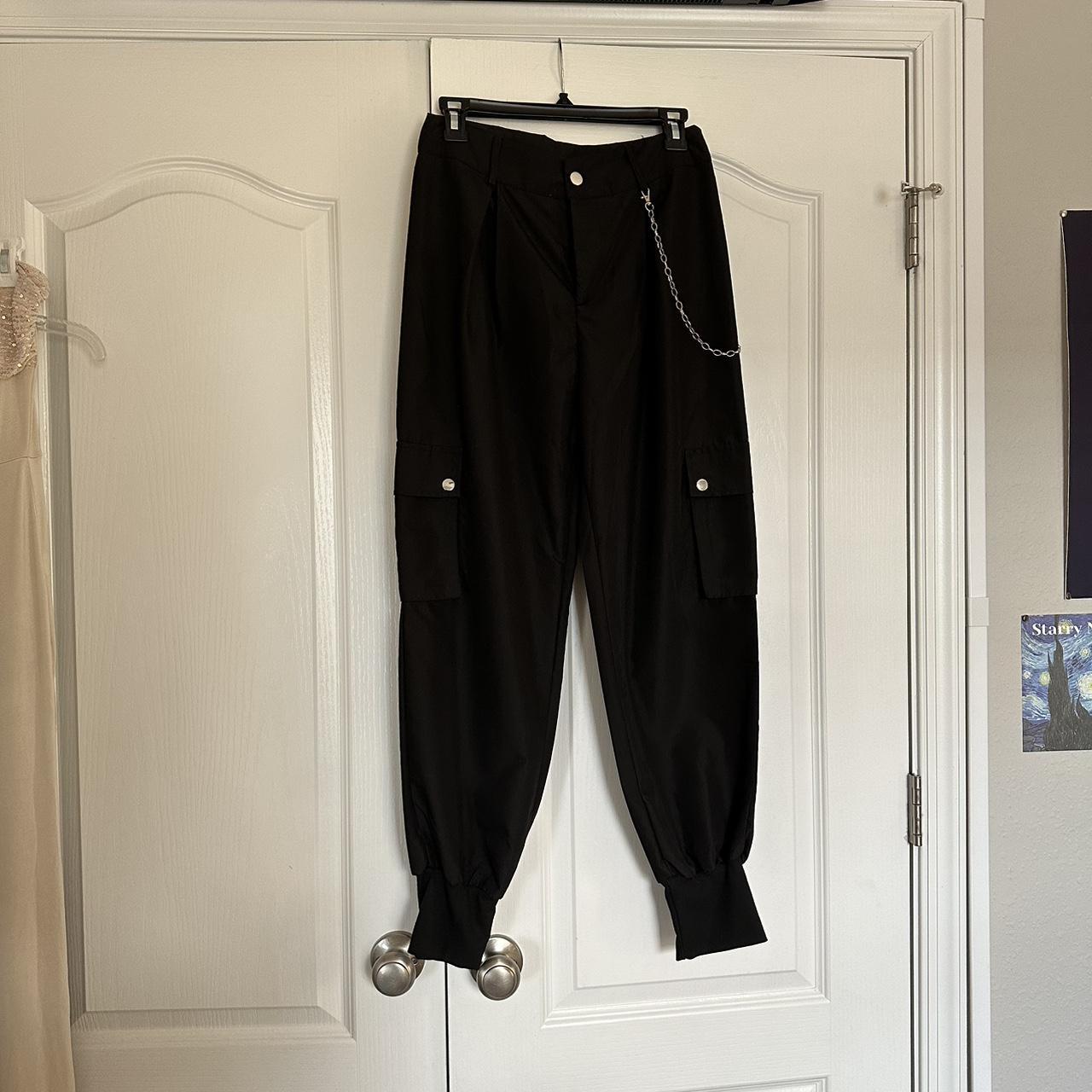 Mens Metal Chains Straps Zip Bondage Pants Cargo Trousers Bottoms Gothic  Black | eBay