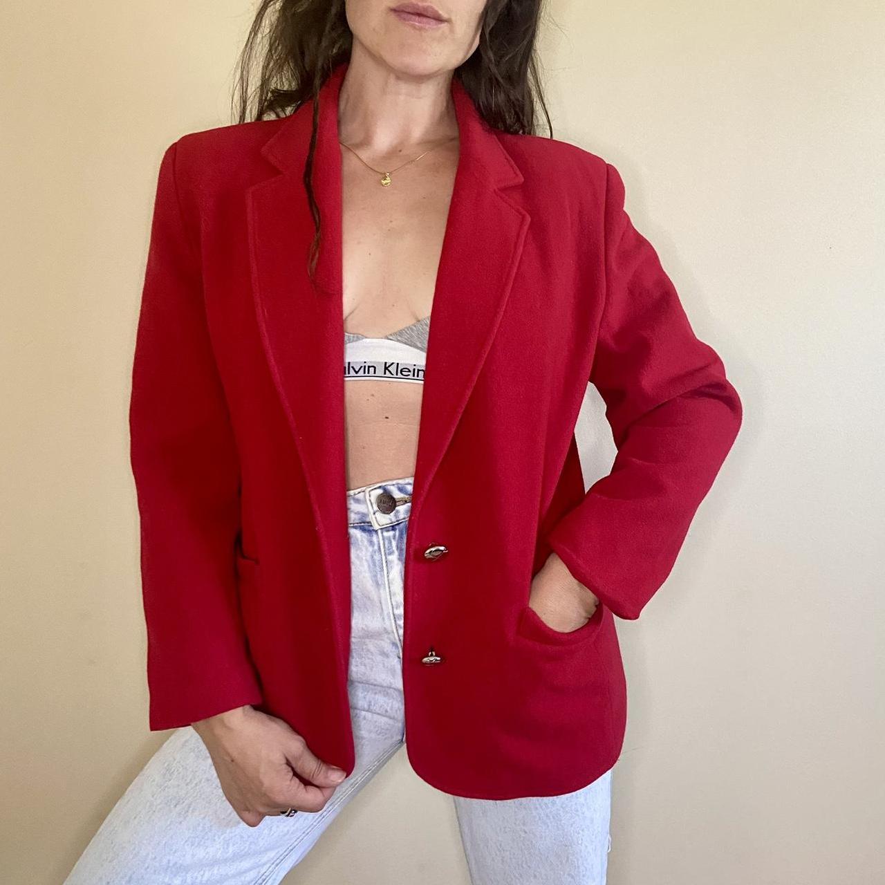 red hot vintage blazer 💋 1990s wool + cashmere... - Depop