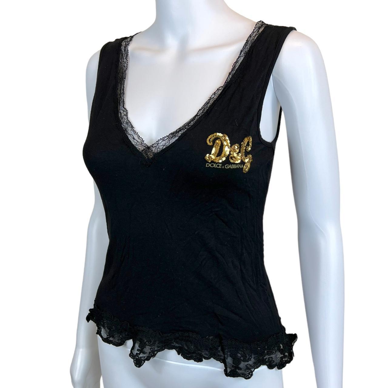 Dolce & Gabbana Women's Black and Gold Vest Depop