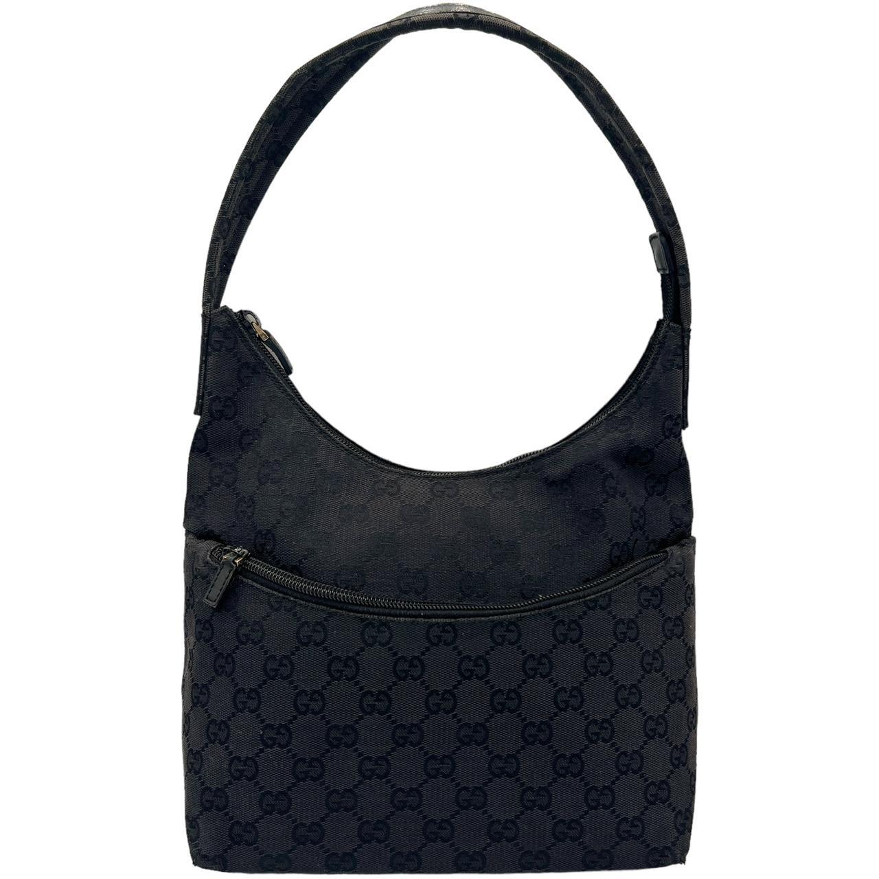 Gucci black monogram GG canvas hobo shoulder bag