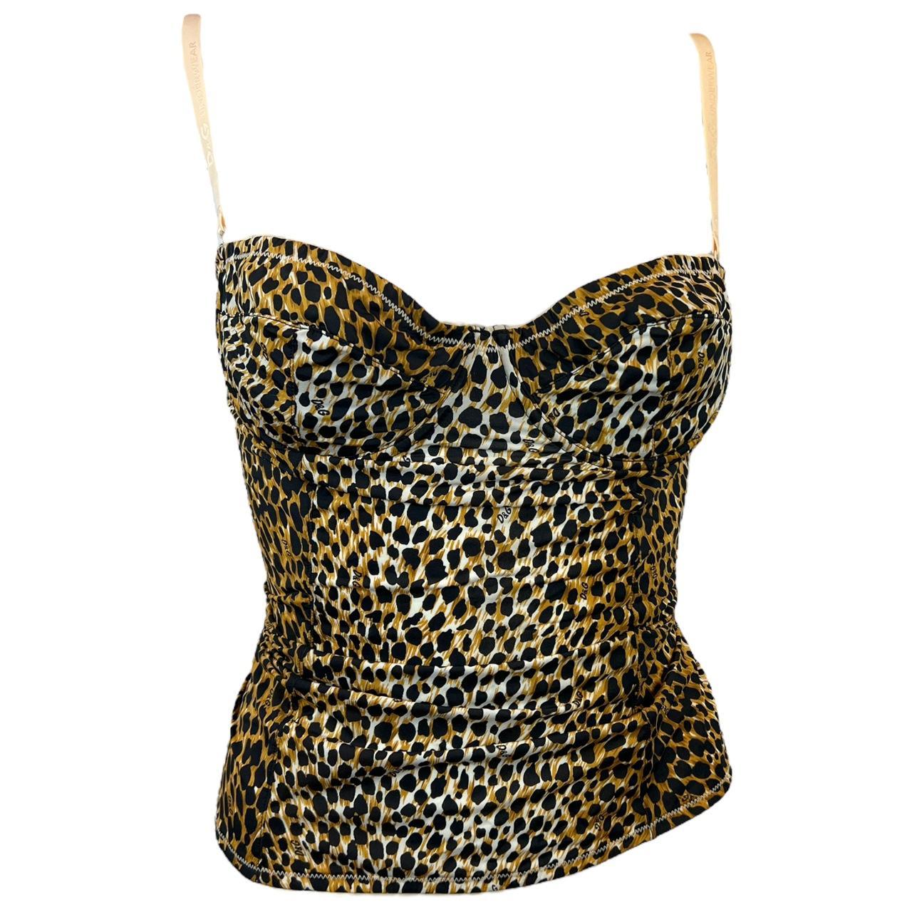 DOLCE & hot GABBANA vintage animal print sheer mini mesh Cami Bustier Top Medium