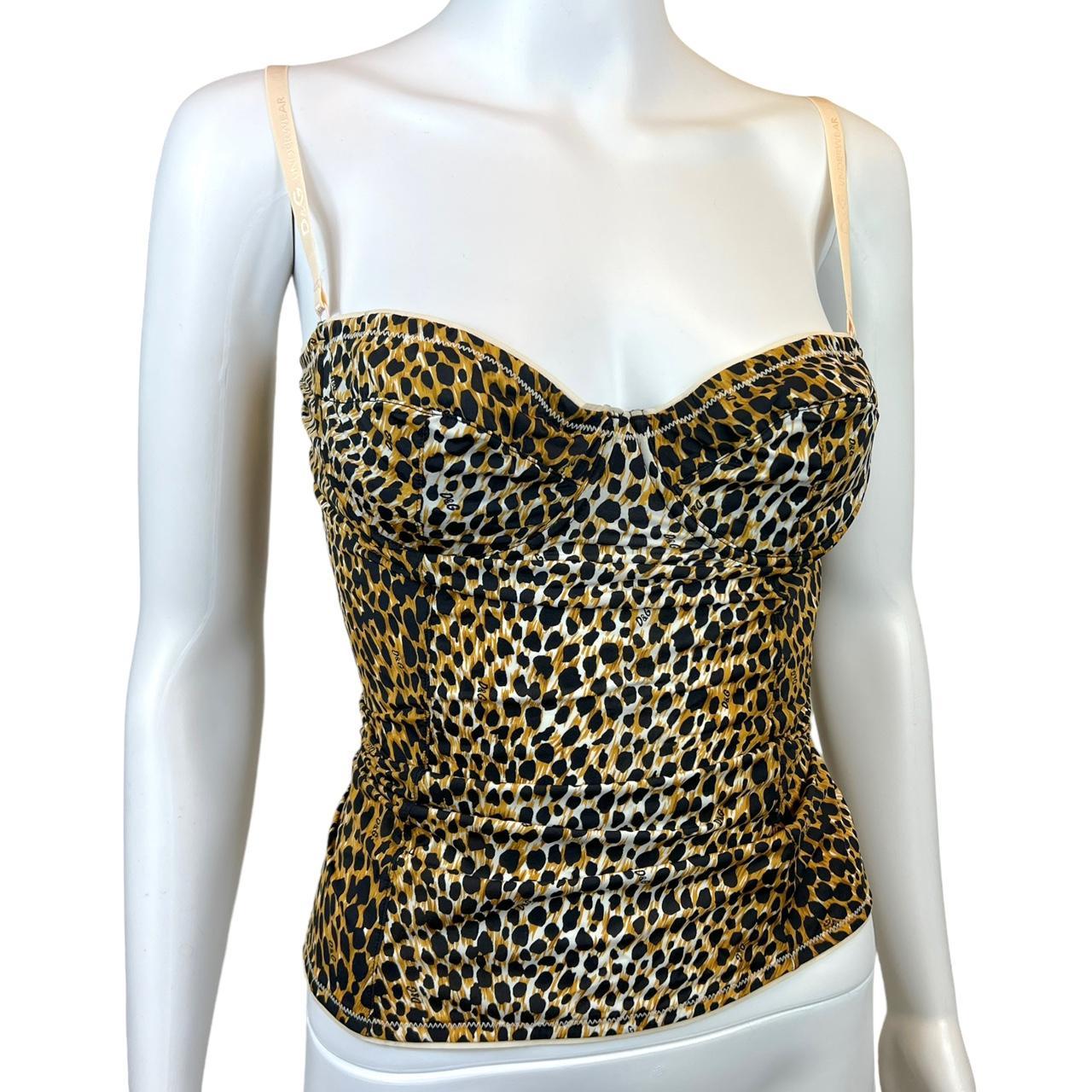 DOLCE & GABBANA vintage shops animal print sheer mini mesh Cami Bustier Top Medium