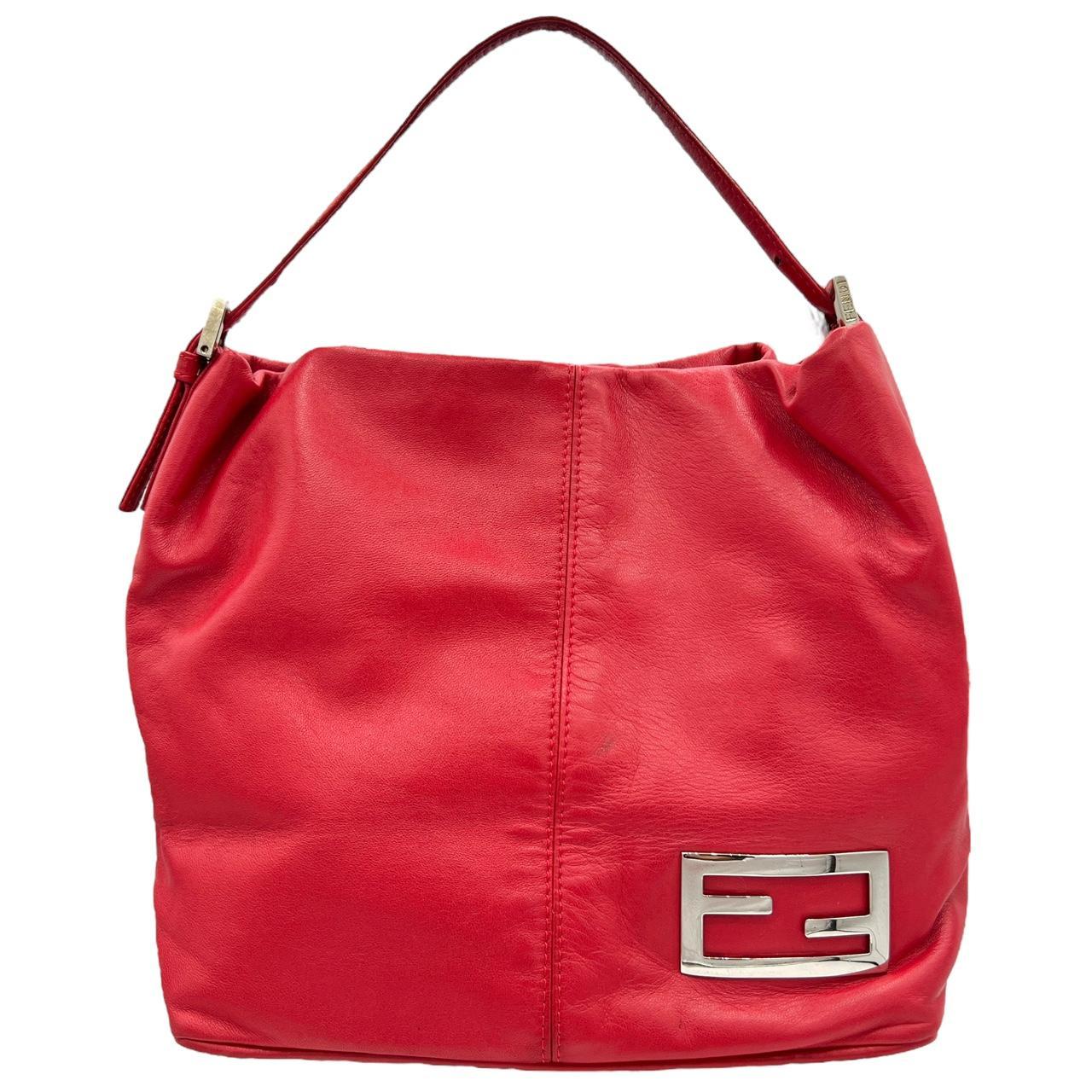 Fendi Red Leather Bucket Bag Authentic. 2000's... - Depop