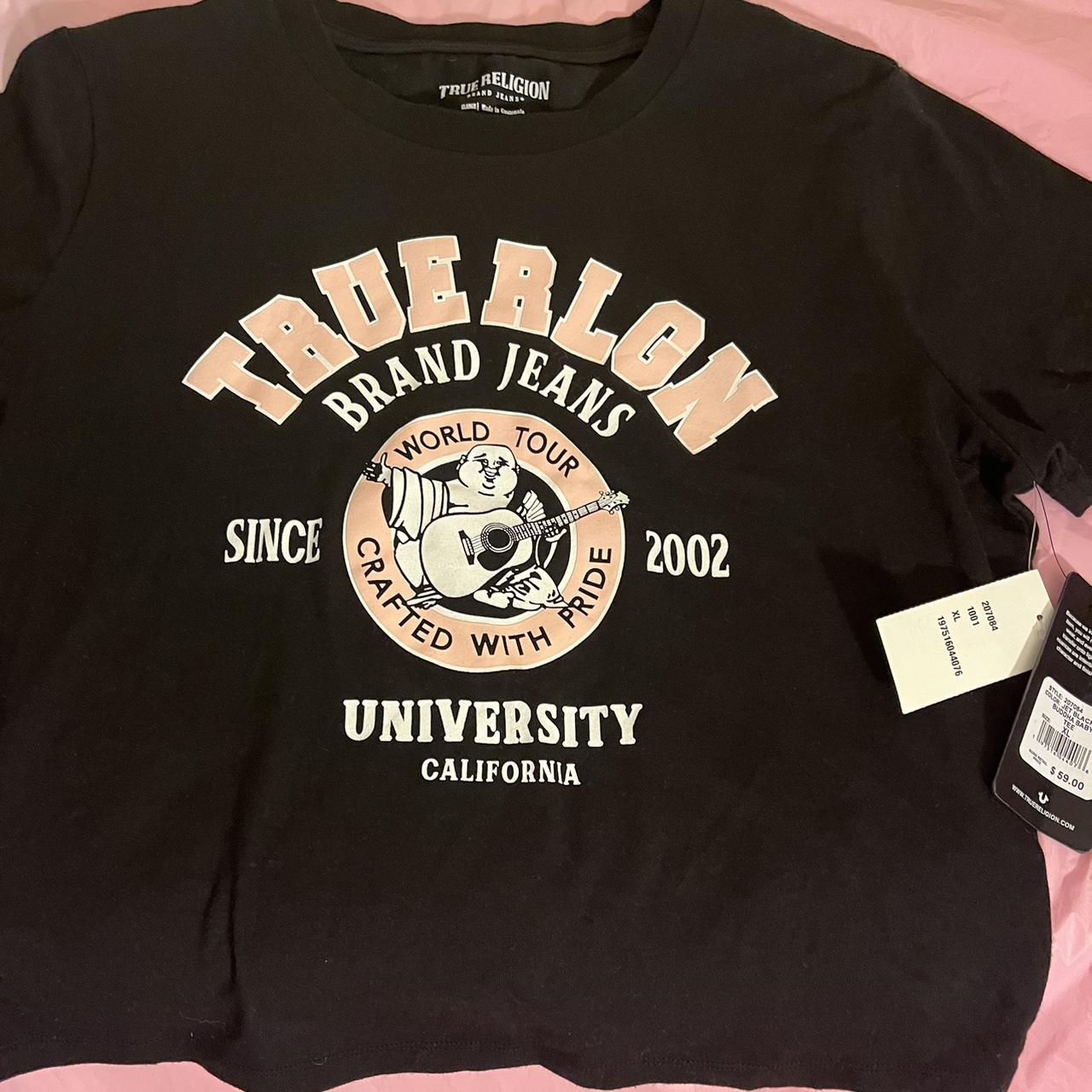 Black and pink 2024 true religion shirt