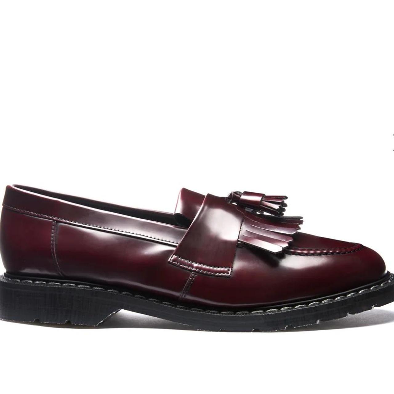 Solovair Cherry Red Rub-Off Vegan Tassel Loafer - UK... - Depop