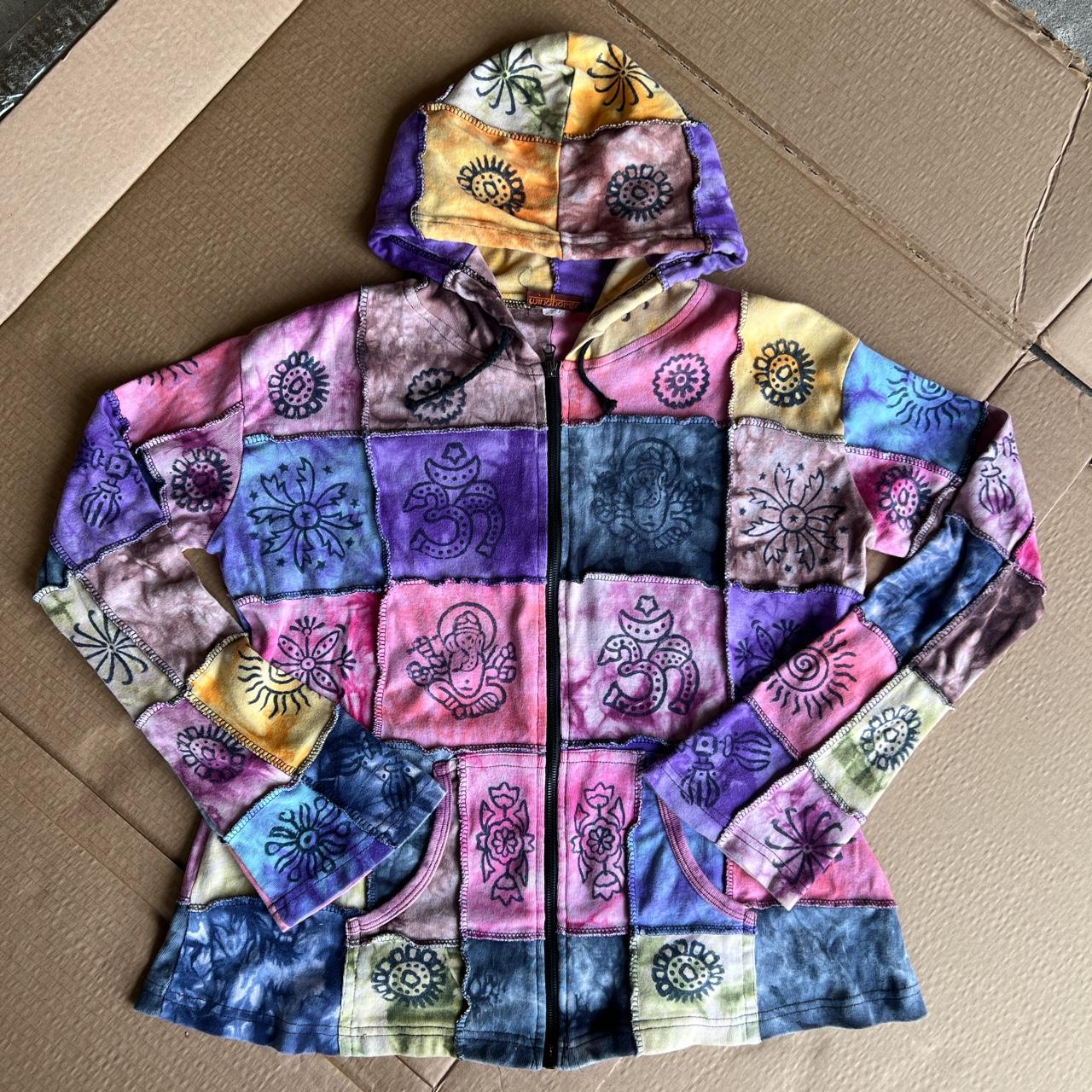 pink blue yellow patchwork zip up hoodie made by. Depop