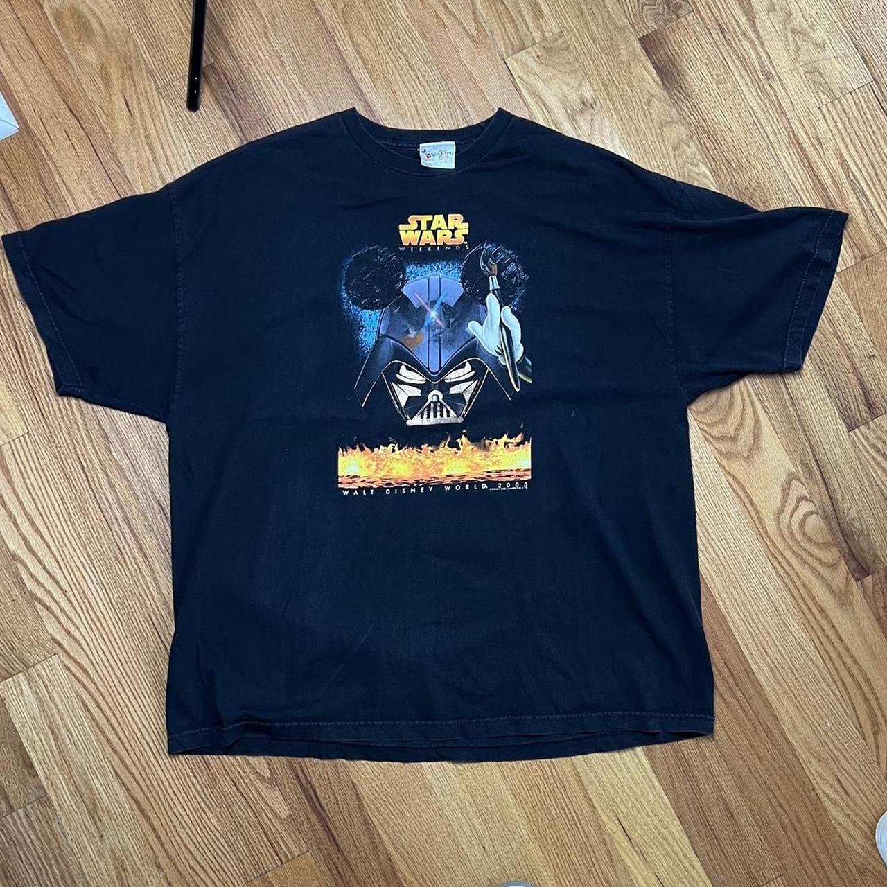 Vintage Y2K Walt Disney shops World Star Wars Black T-Shirt size Large