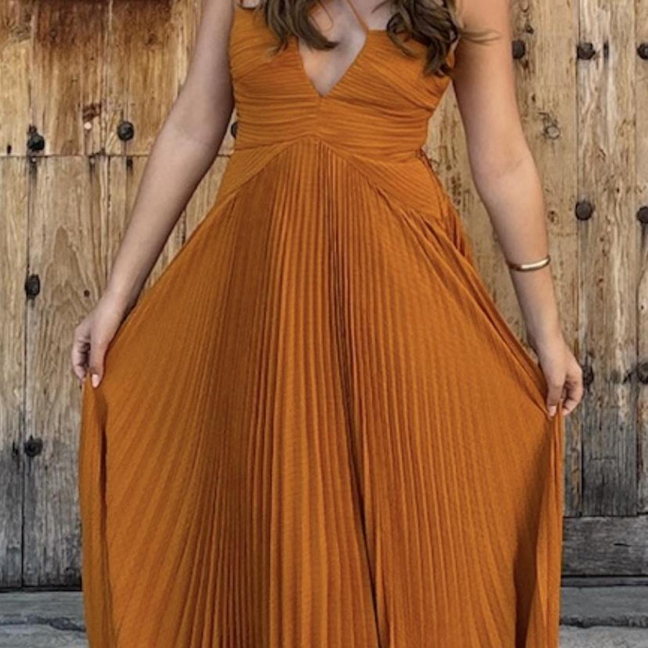 BCBGMAXAZRIA Ziv Chiffon Dress in Rust Worn once