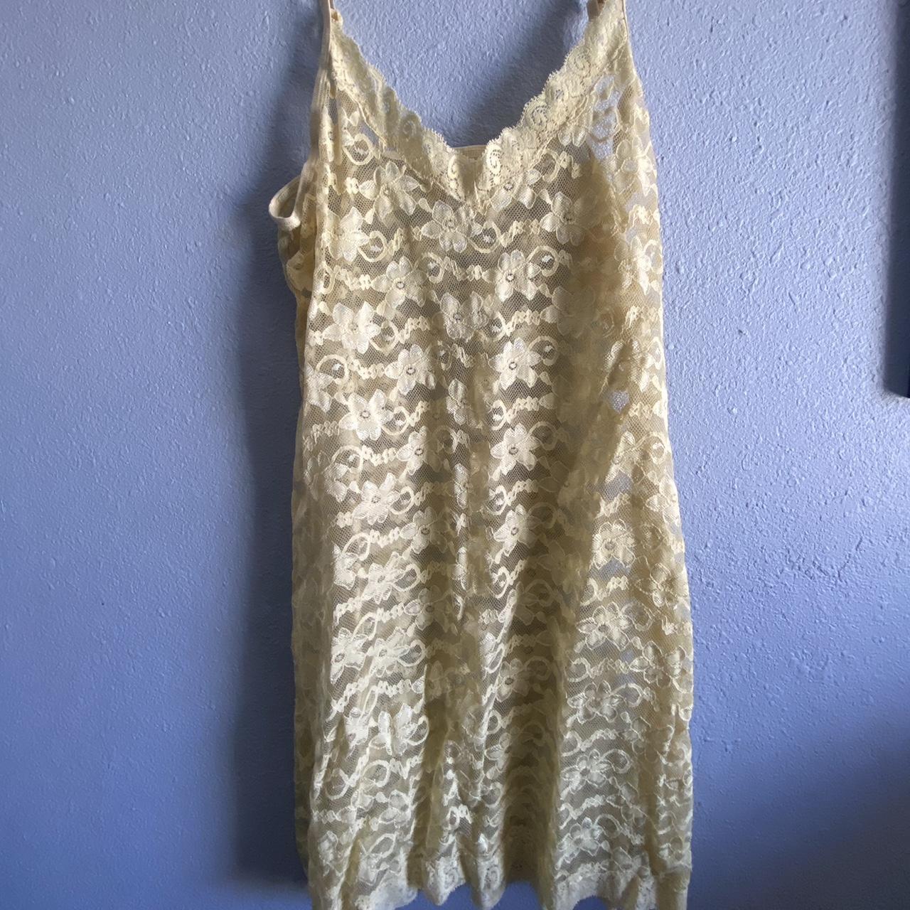 Vintage Yellow lace slip dress (unknown brand) •good... - Depop
