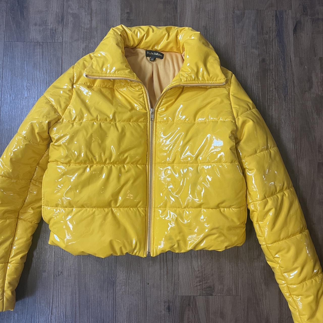 Yellow vinyl hot sale puffer jacket