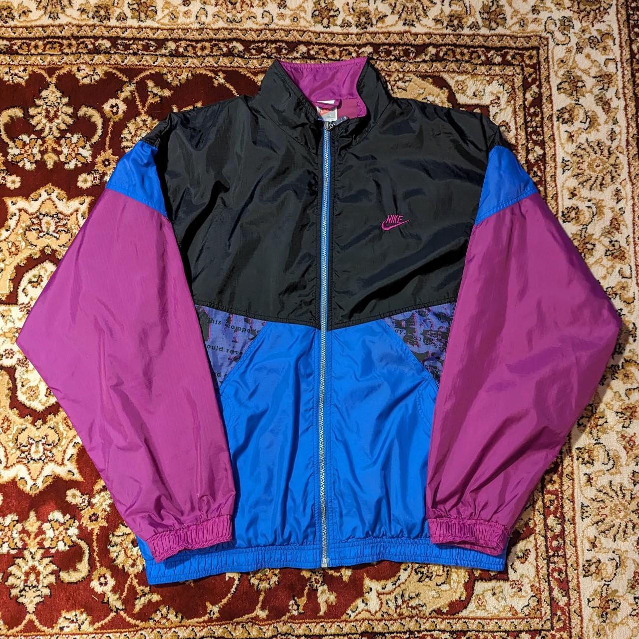 Vintage 90s Nike track jacket size L Purple, navy... - Depop