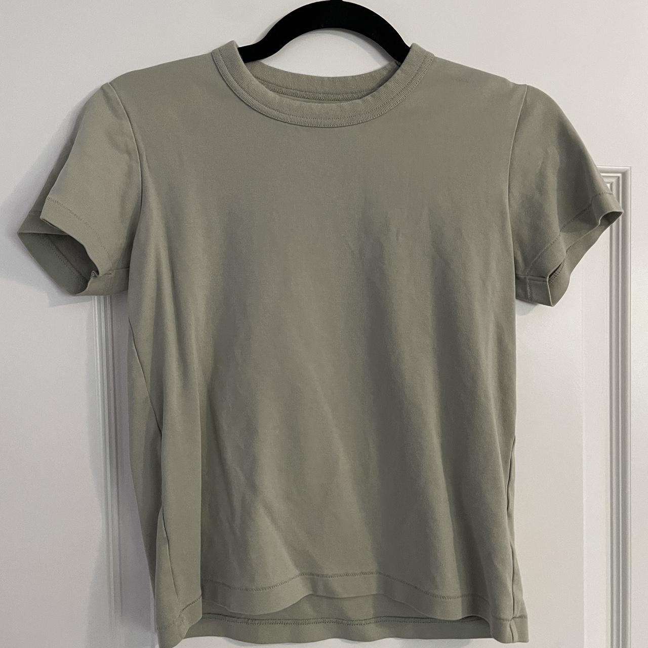 Uniqlo Sage Green Fitted Women’s Small Shirt - Depop