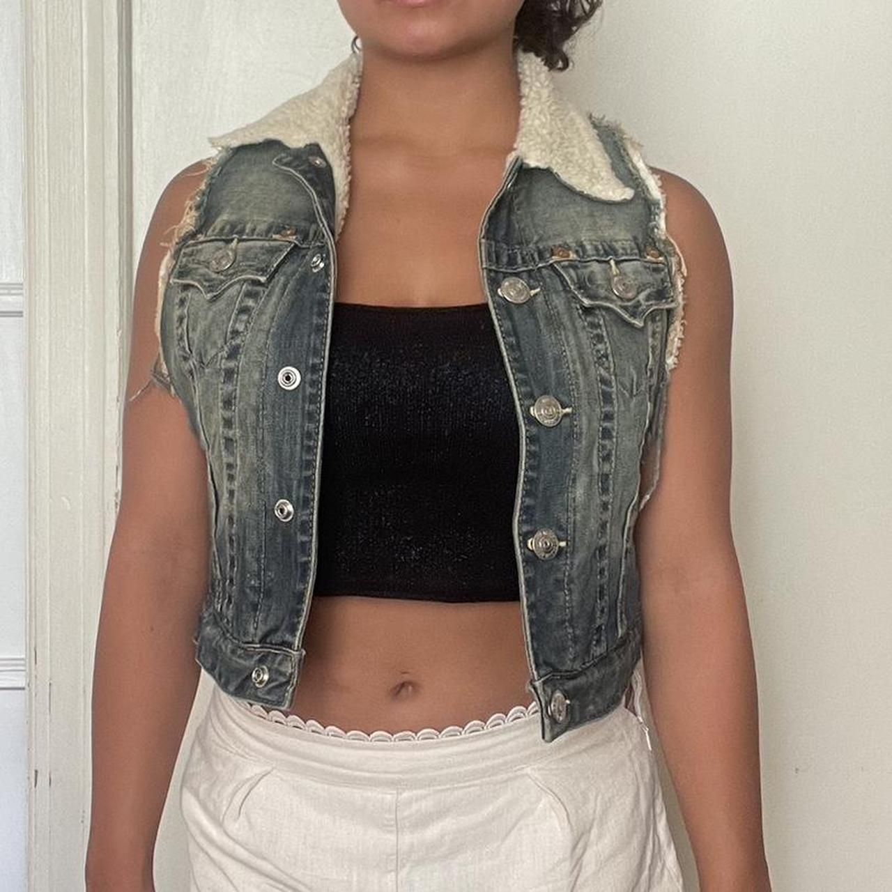 small true religion Jean women’s vest, Sherpa