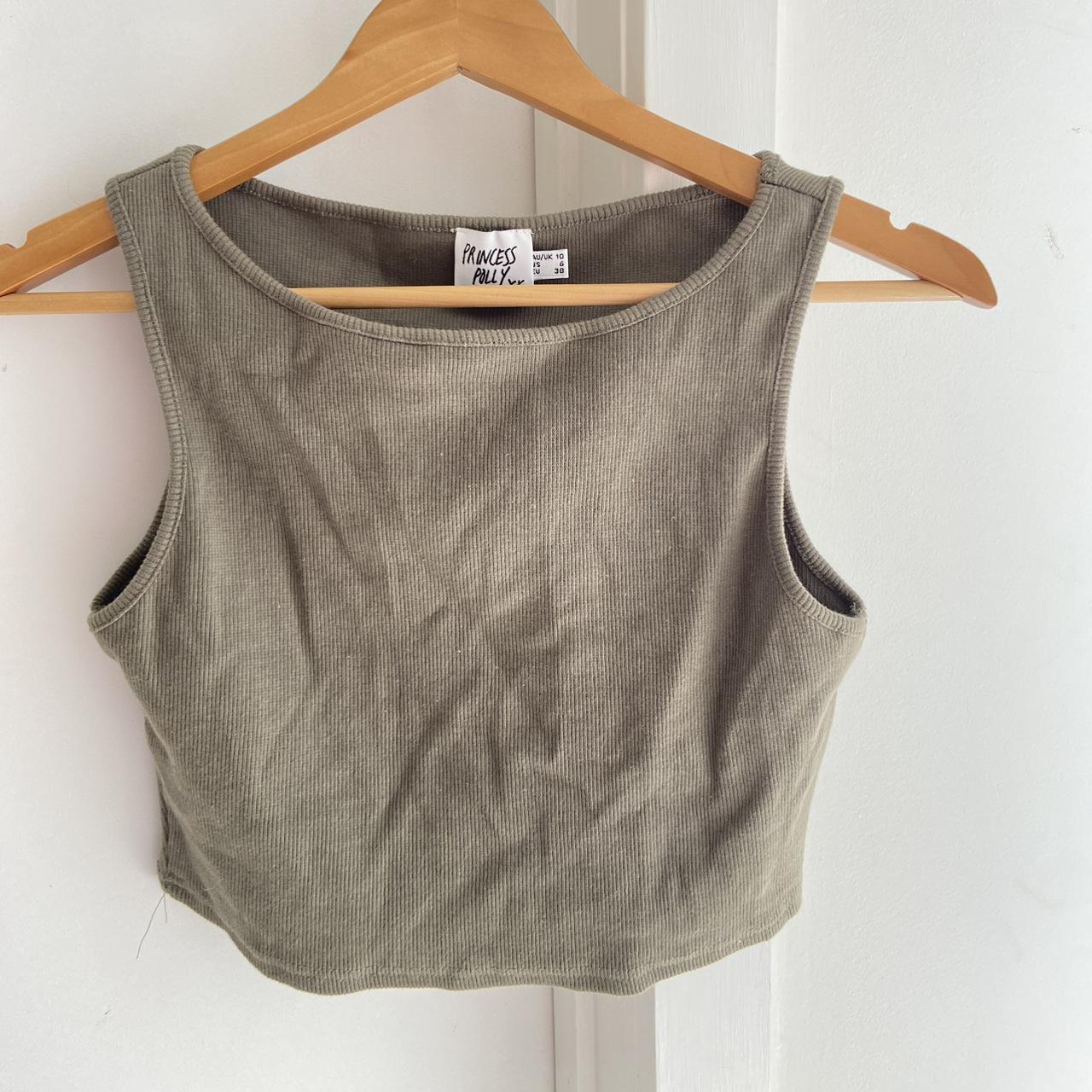 Princess polly khaki green tank size 10, barely... - Depop