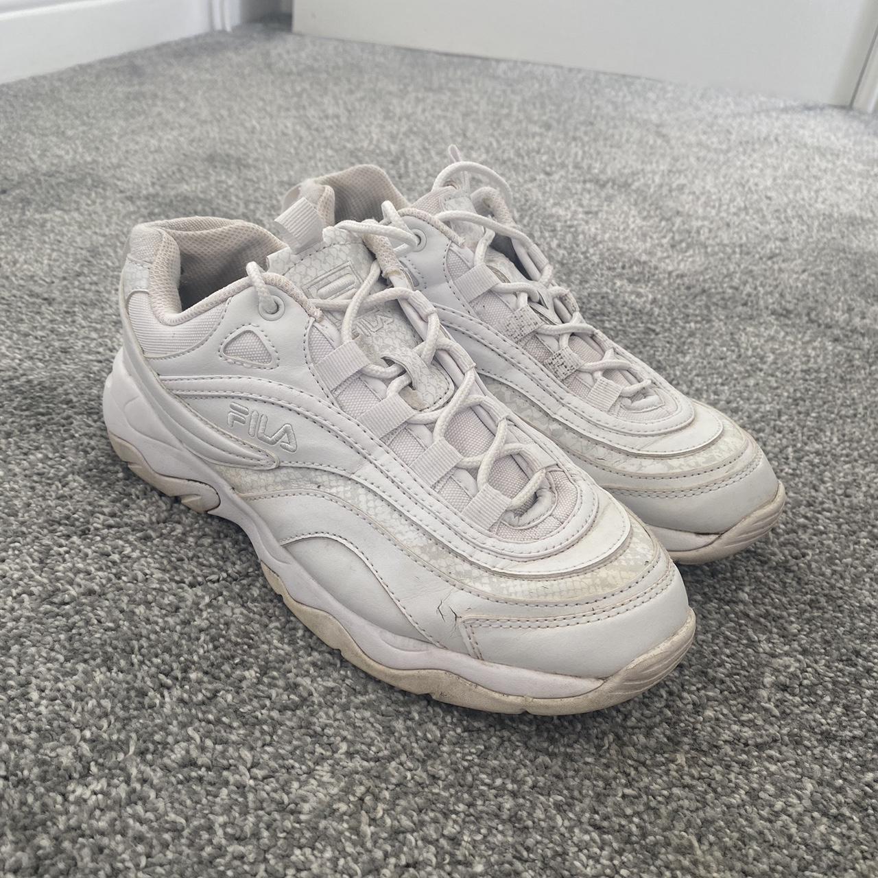 jd white fila trainers