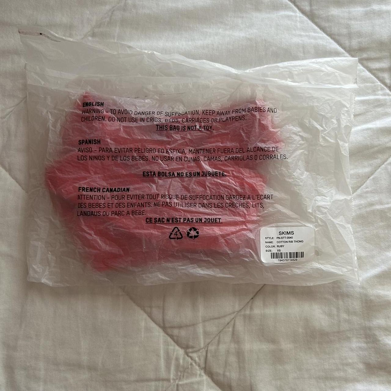 Brand new skims cotton rib thong XS (fits a S/M) - Depop