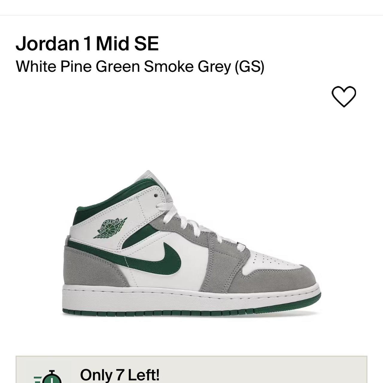 Air Jordan sale 1 Mid White Pine Green Smoke Grey GS Shoes